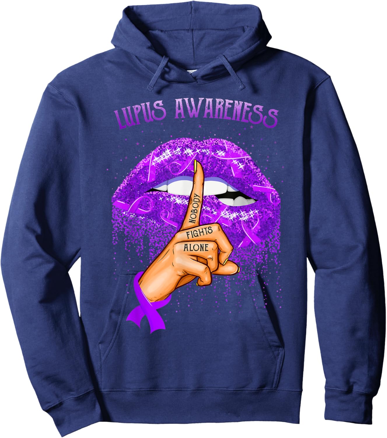 Biting Lips Lupus Awareness Month Hoodie - Hoodie | Navy