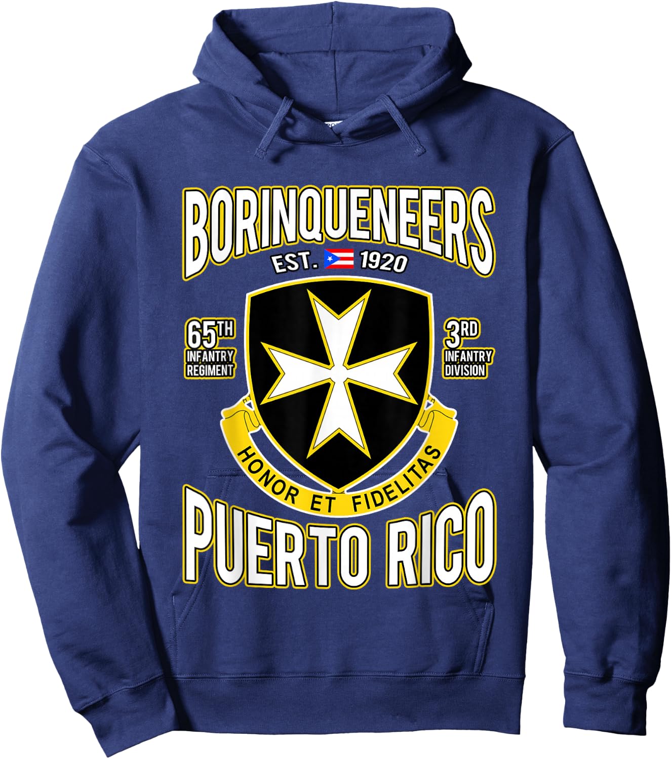Borinqueneers Puerto Rico Flag Honor Et Fidelitas Gift Hoodie - Hoodie | Navy