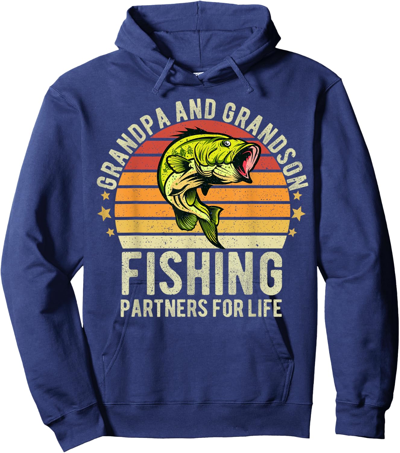 Funny Fisherman Grandpa and Grandson Fishing Partners Hoodie - Hoodie | Navy
