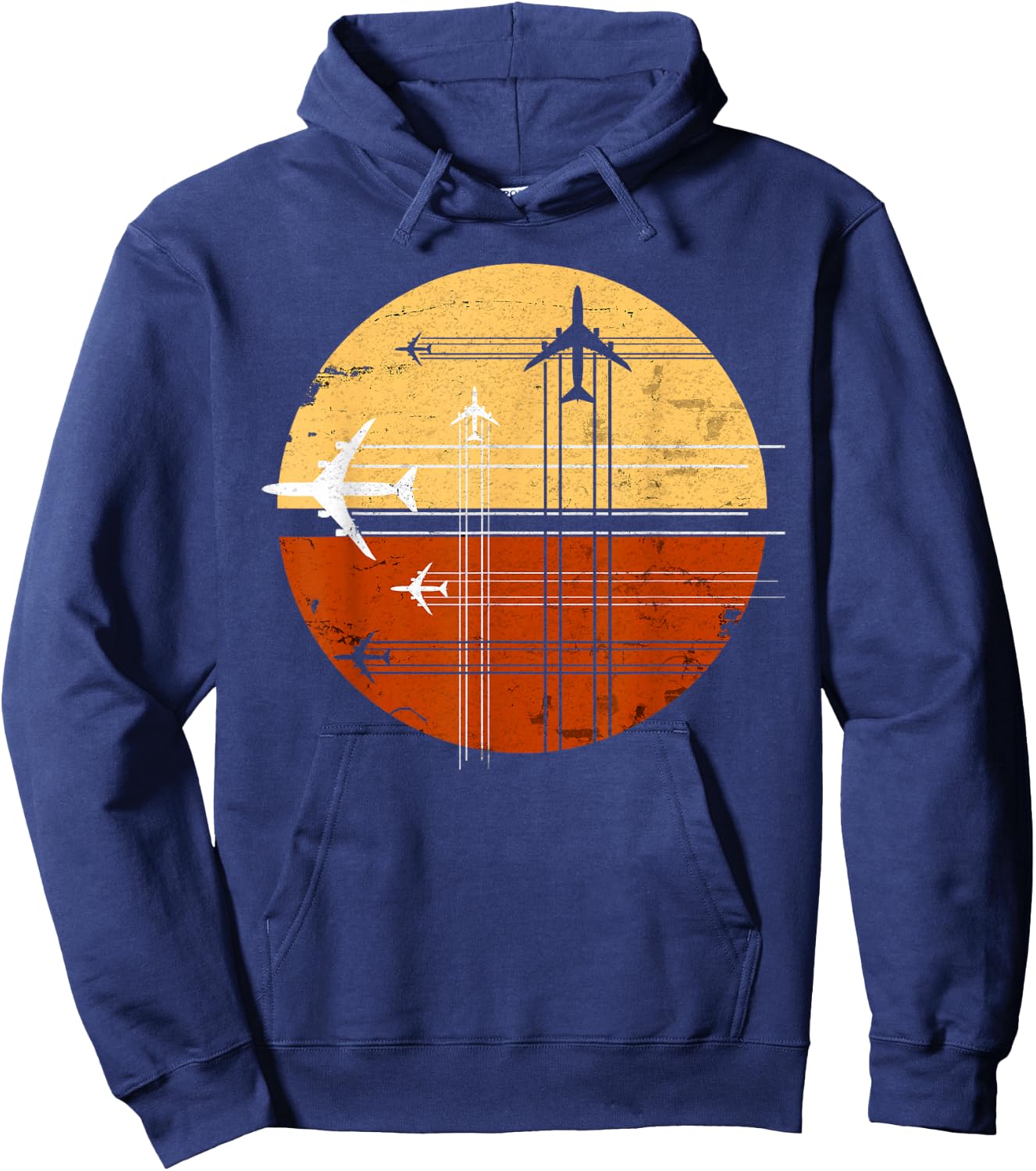 747 Sunrise Vintage Aircraft Retro Art AvGeek Pilot Hoodie - Hoodie | Navy