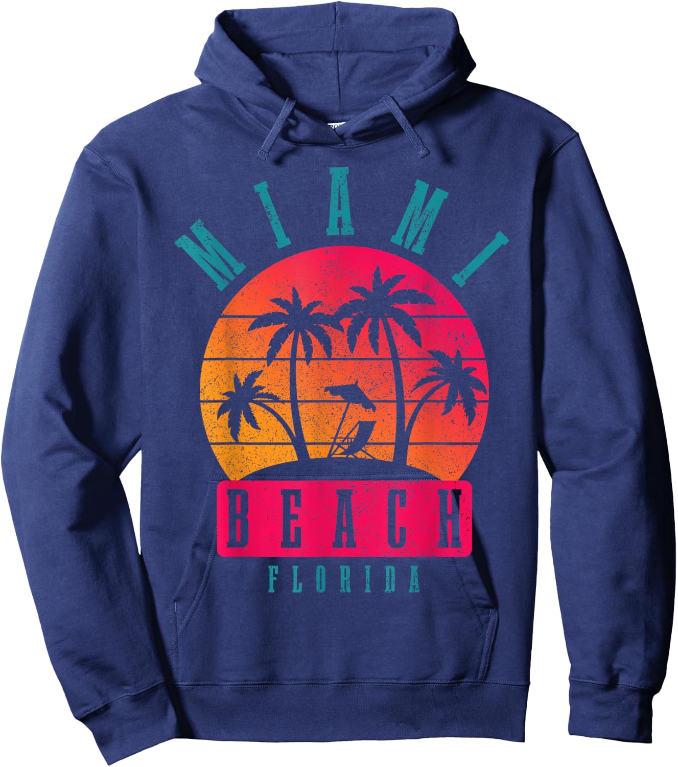 Miami Beach Florida Vintage Retro Men Women Girls Kids Hoodie - Hoodie | Navy
