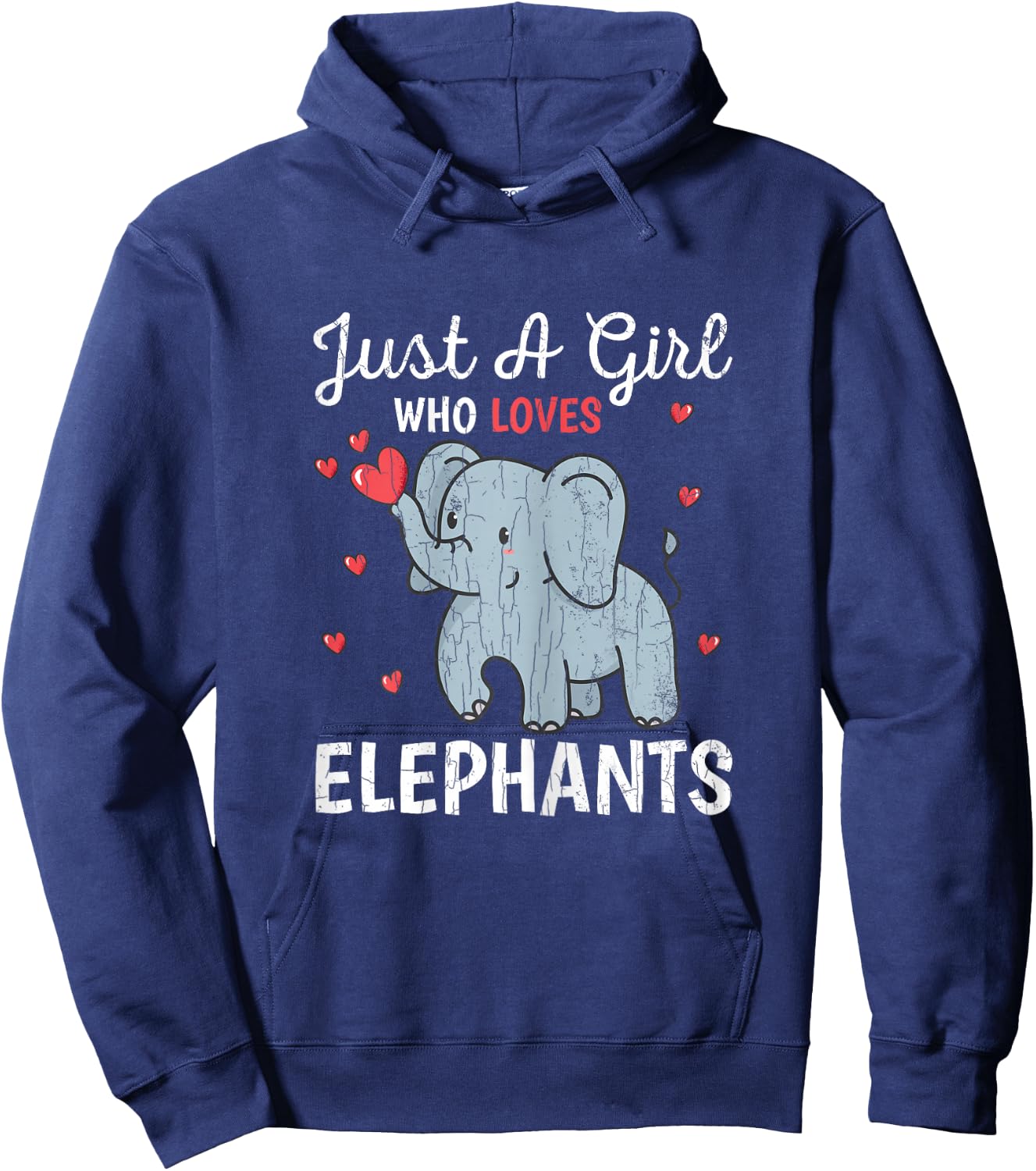 Just A Girl Who Loves Elephants Funny Cute Women Graphic Hoodie - Hoodie | Navy