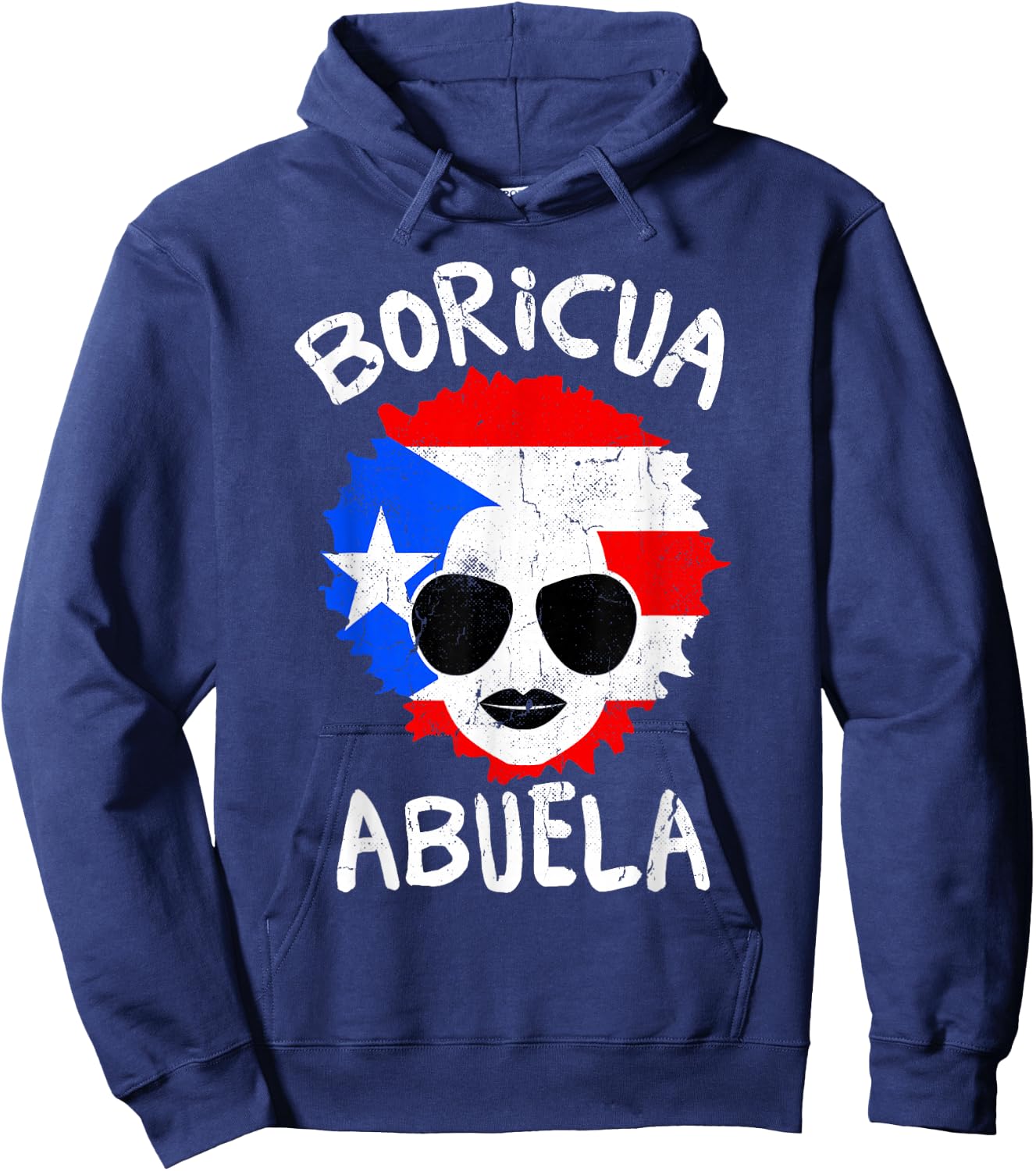 Puerto Rico Abuela Grandma Boricua Puerto Rican Flag Hoodie - Hoodie | Navy