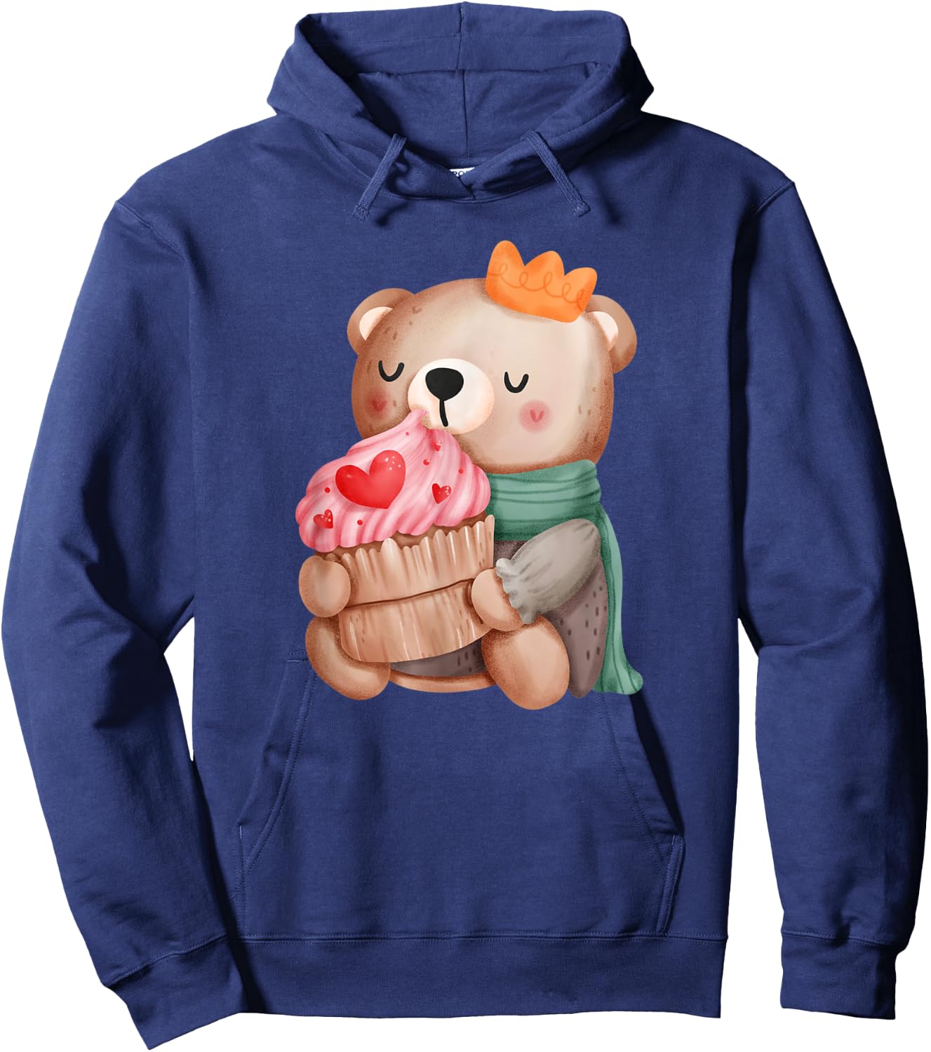 Cute Valentine Teddy Bear Pink Lovely Heart Cupcake Boy Hoodie - Hoodie | Navy