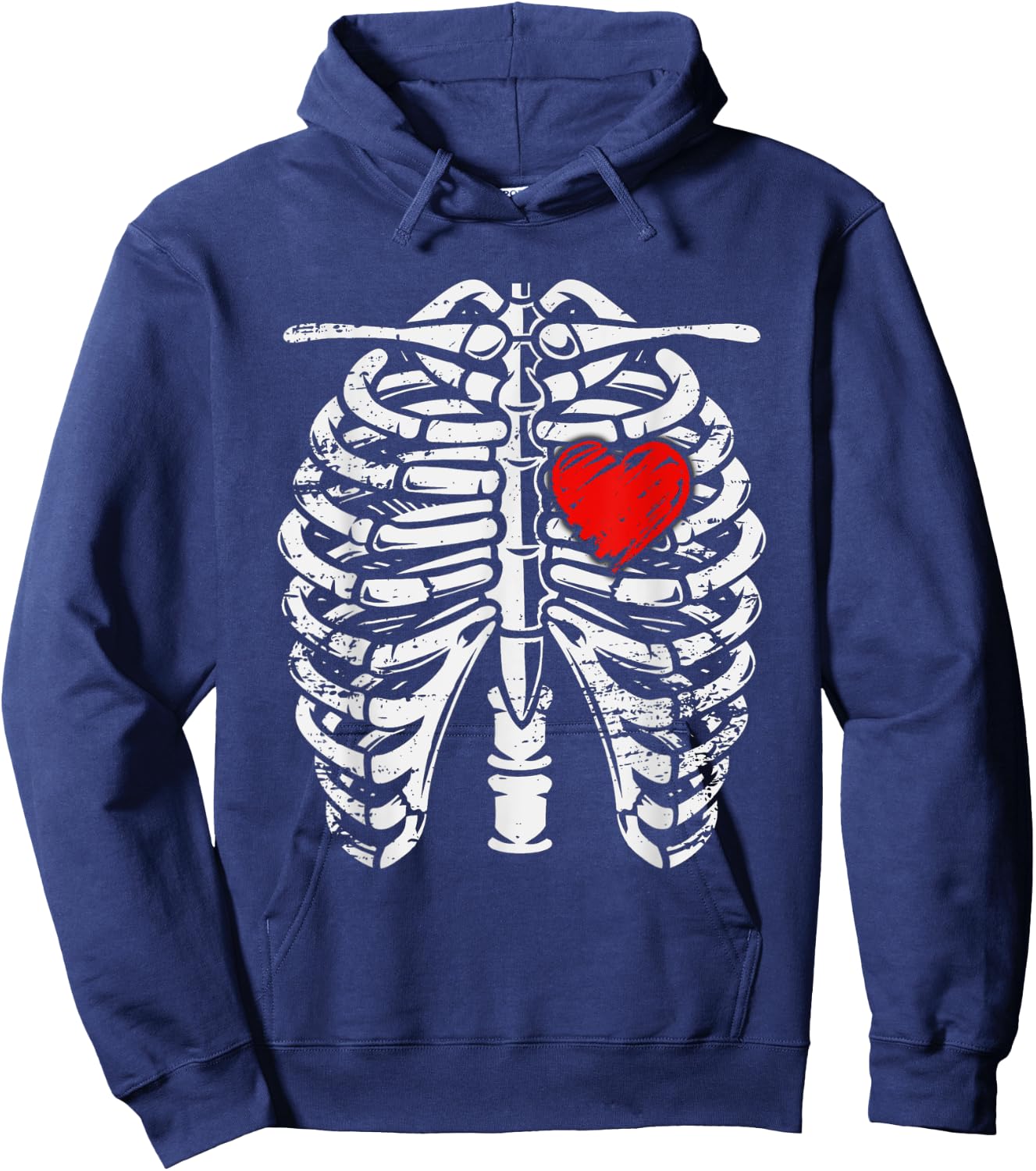 Rib Cage - Heart - Skeleton - Anatomy - X-Ray - Halloween Hoodie - Hoodie | Navy