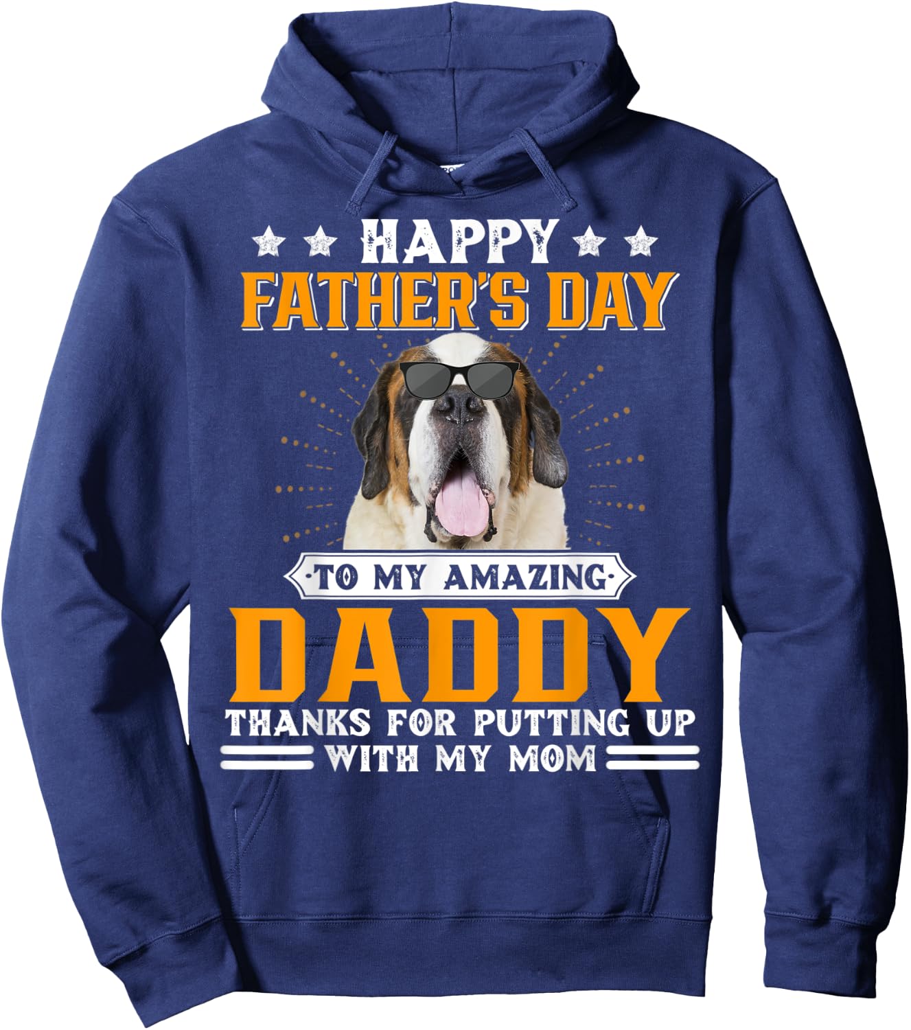 Happy Father's Day St Bernard Dog Dad Gifts Hoodie - Hoodie | Navy