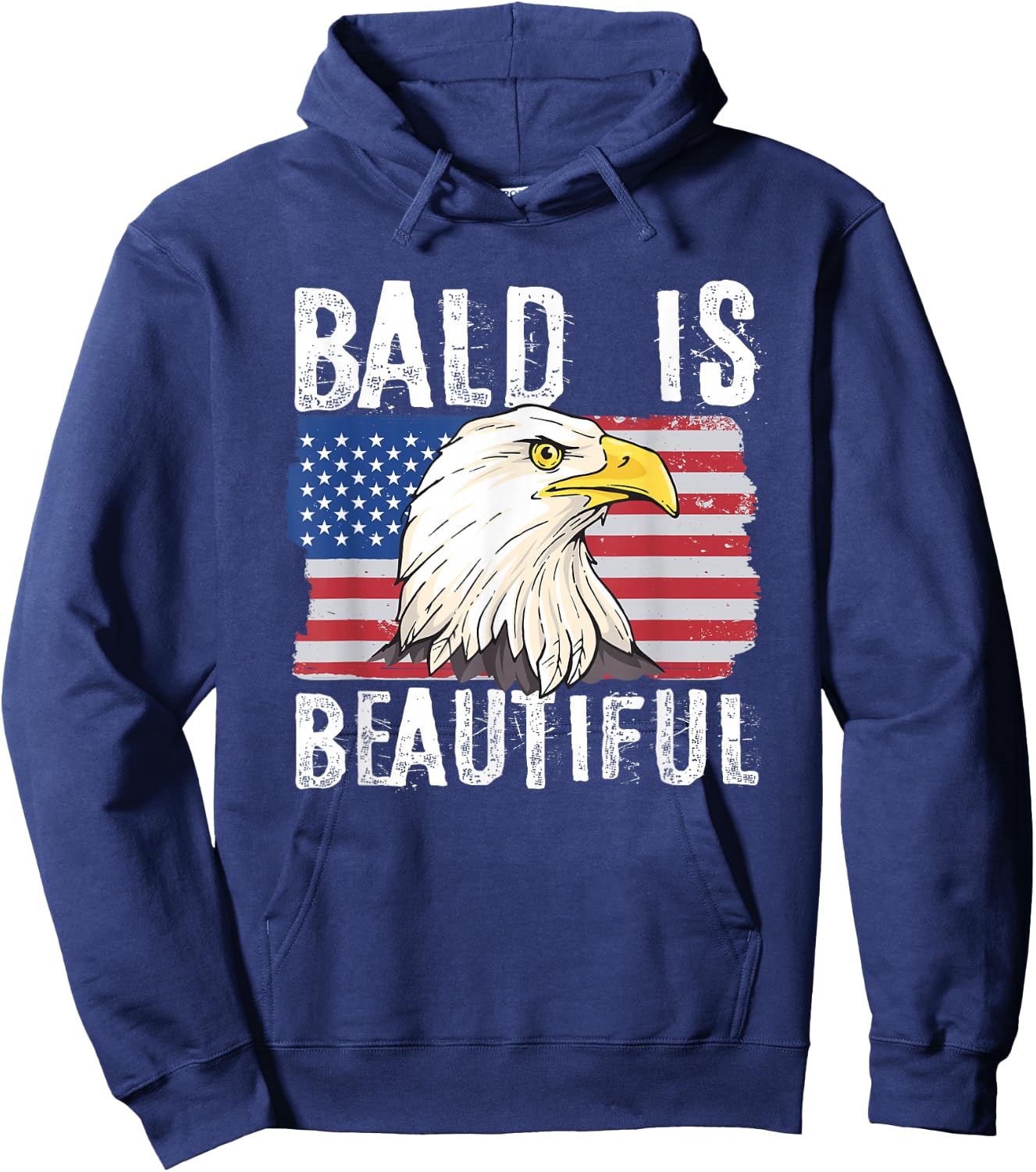 Bald is Beautiful 4th of July Independence Day Bald Eagle Hoodie - Hoodie | Navy