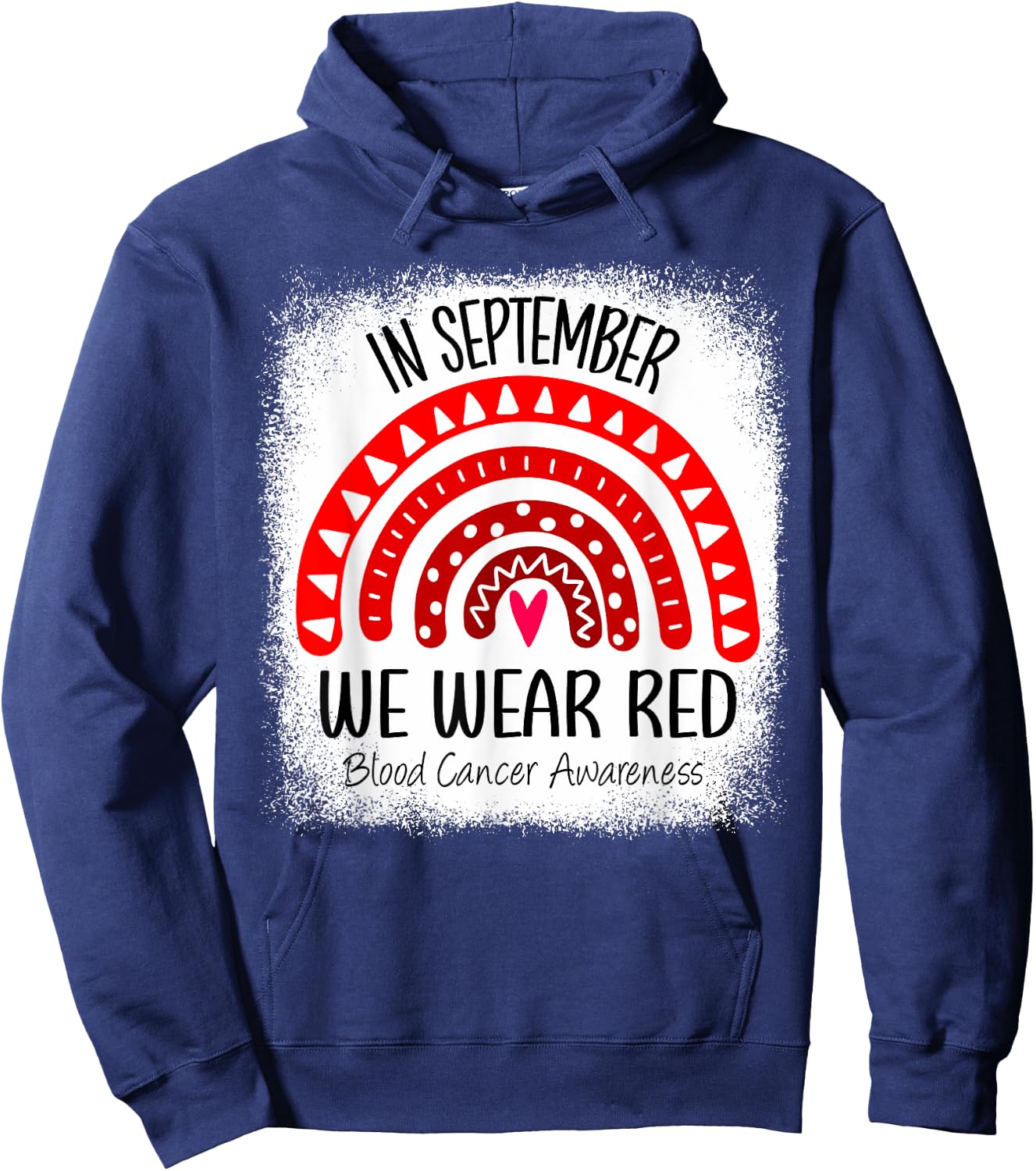 Rainbow In September We Wear Red Blood Cancer Awareness Hoodie - Hoodie | Navy