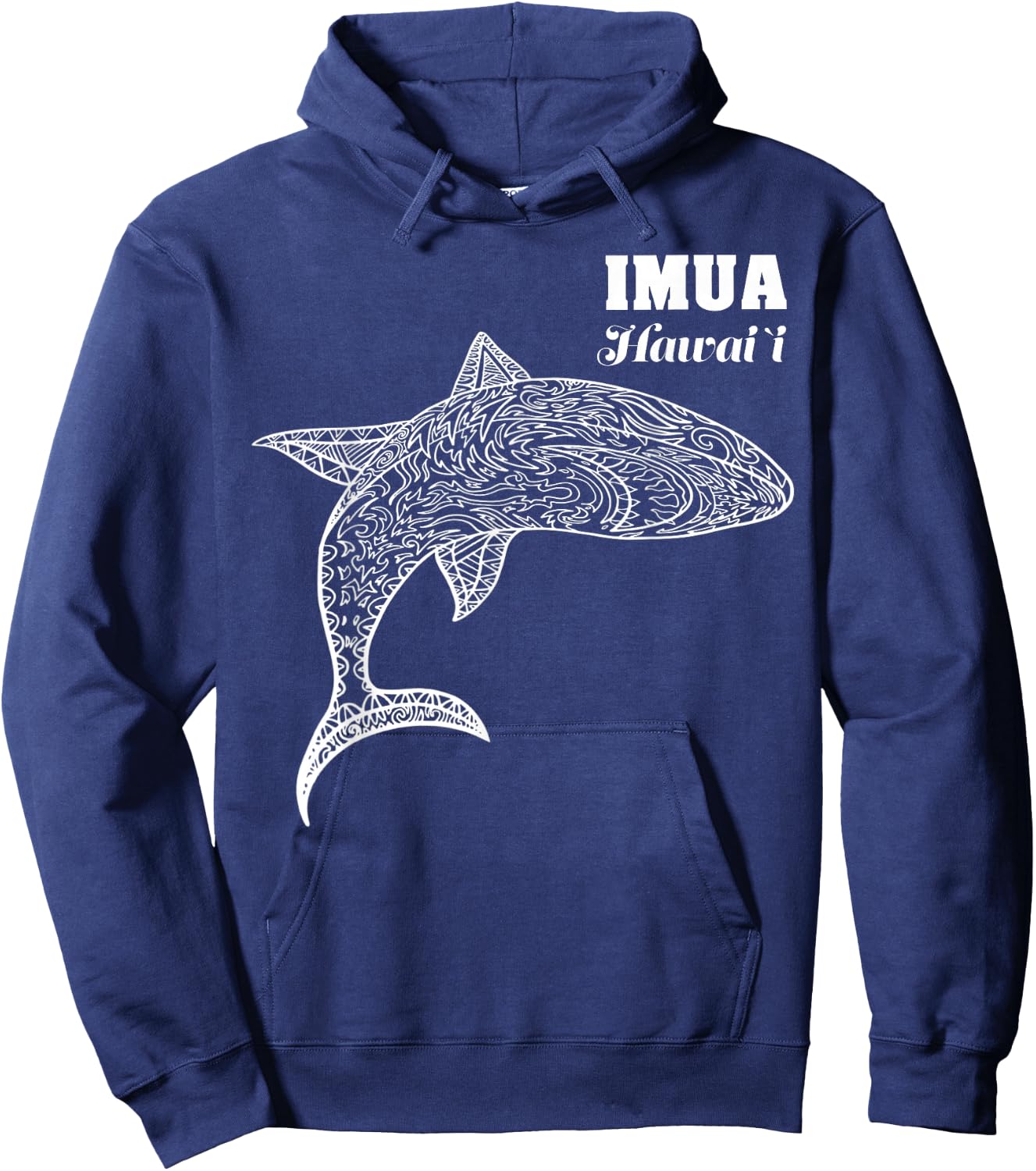 Hawaiian Tribal Mano Shark Art IMUA Hawaii Hoodie - Hoodie | Navy