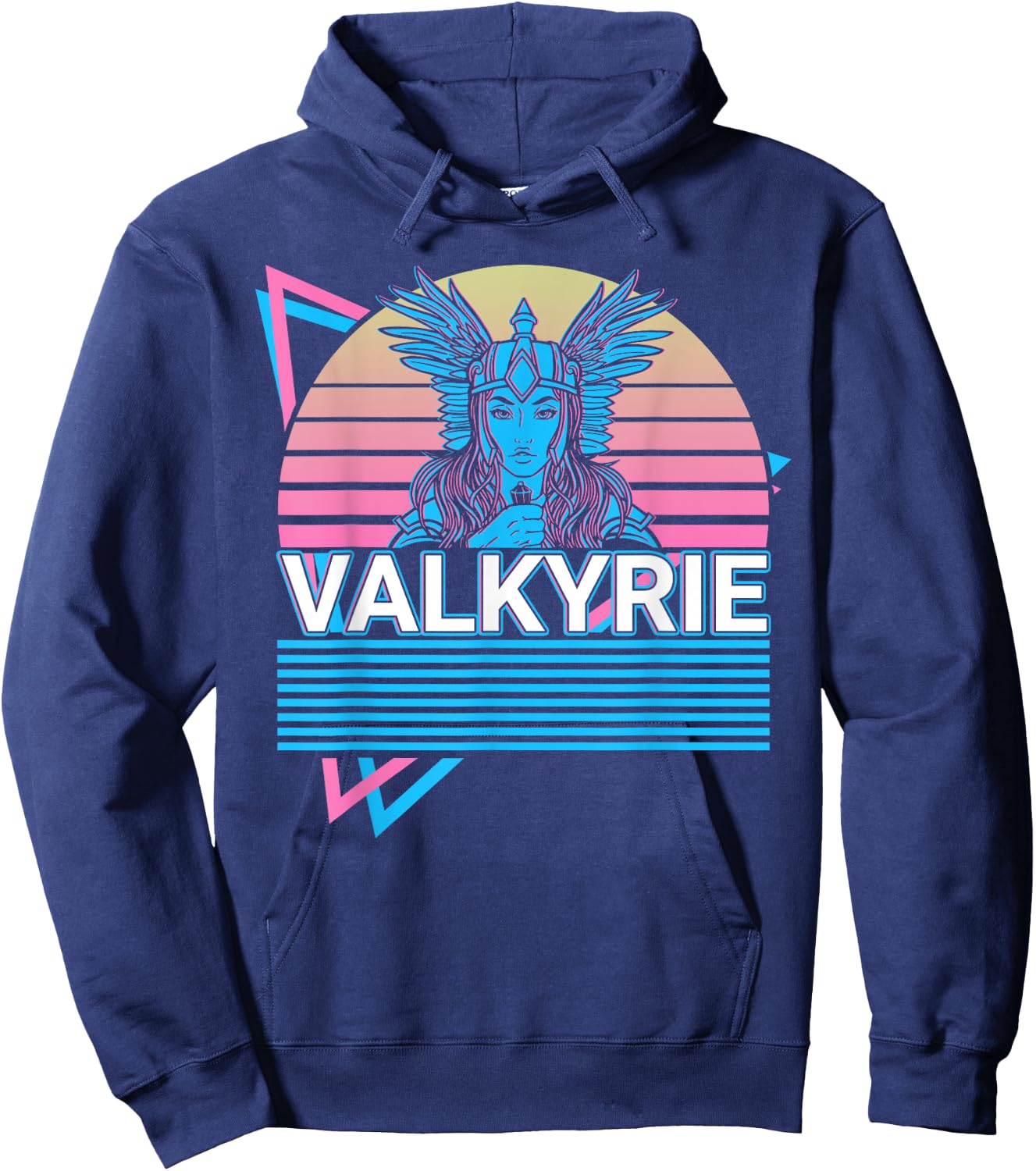 Norse Mythology Viking Gifts Valkyrie Viking Retro , Black Hoodie - Hoodie | Navy