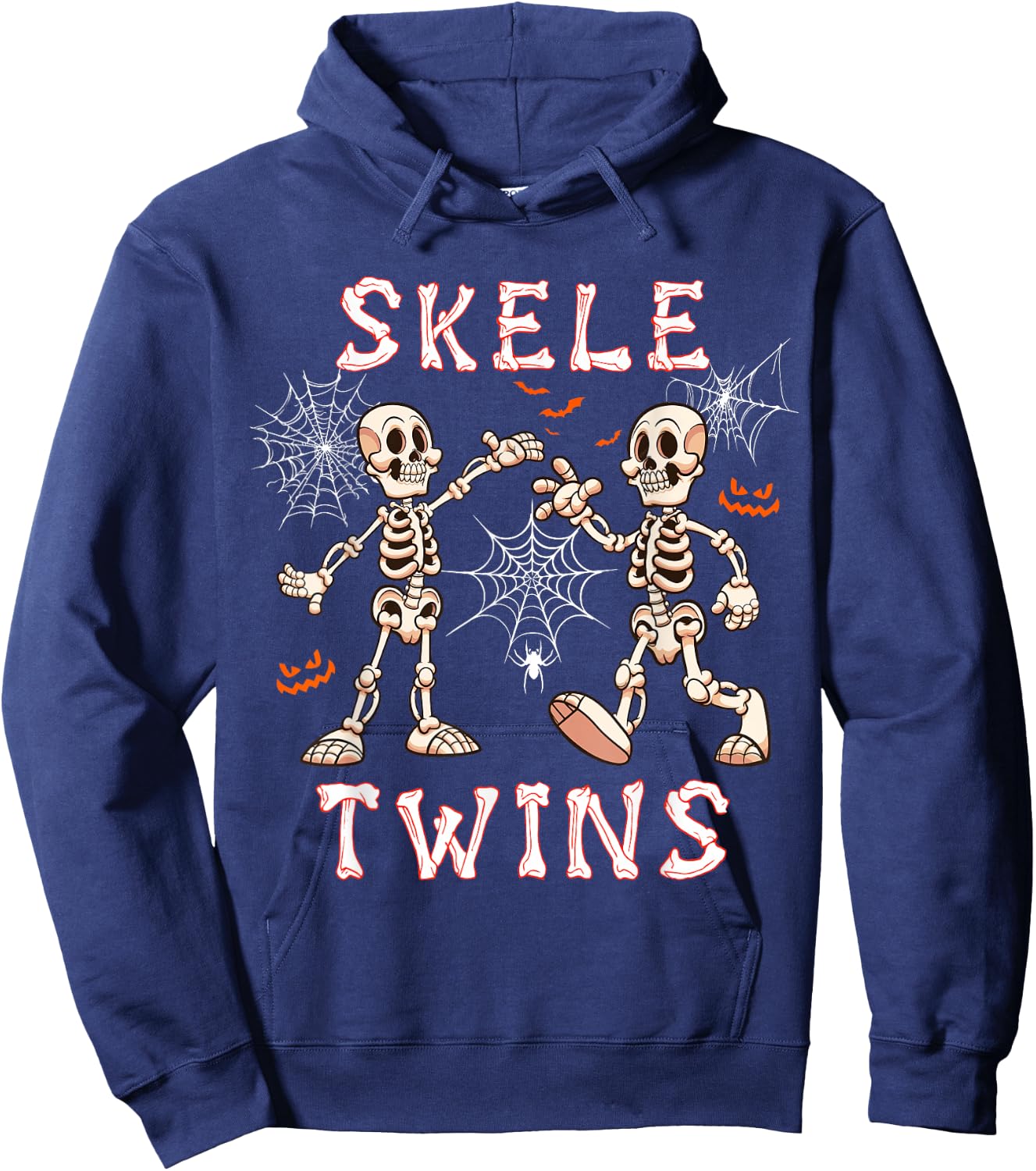 Skele Cute Twins Halloween Two Horror Skeletons Lover Family Hoodie - Hoodie | Navy