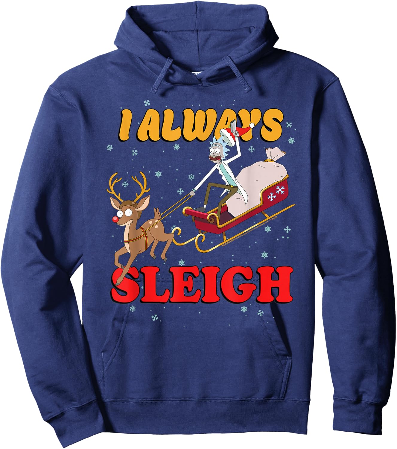 Rick and Morty I Always Sleigh, Merry Rickmas Christmas Hoodie - Hoodie | Navy