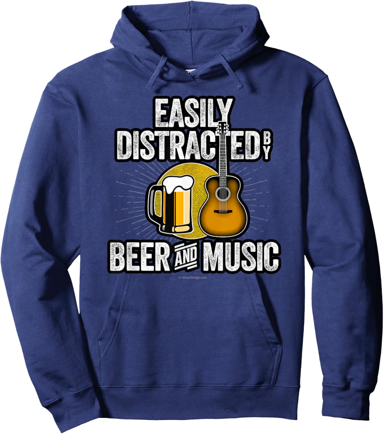 Easily Distracted by Beer and Music - funny beer music lover Hoodie - Hoodie | Navy