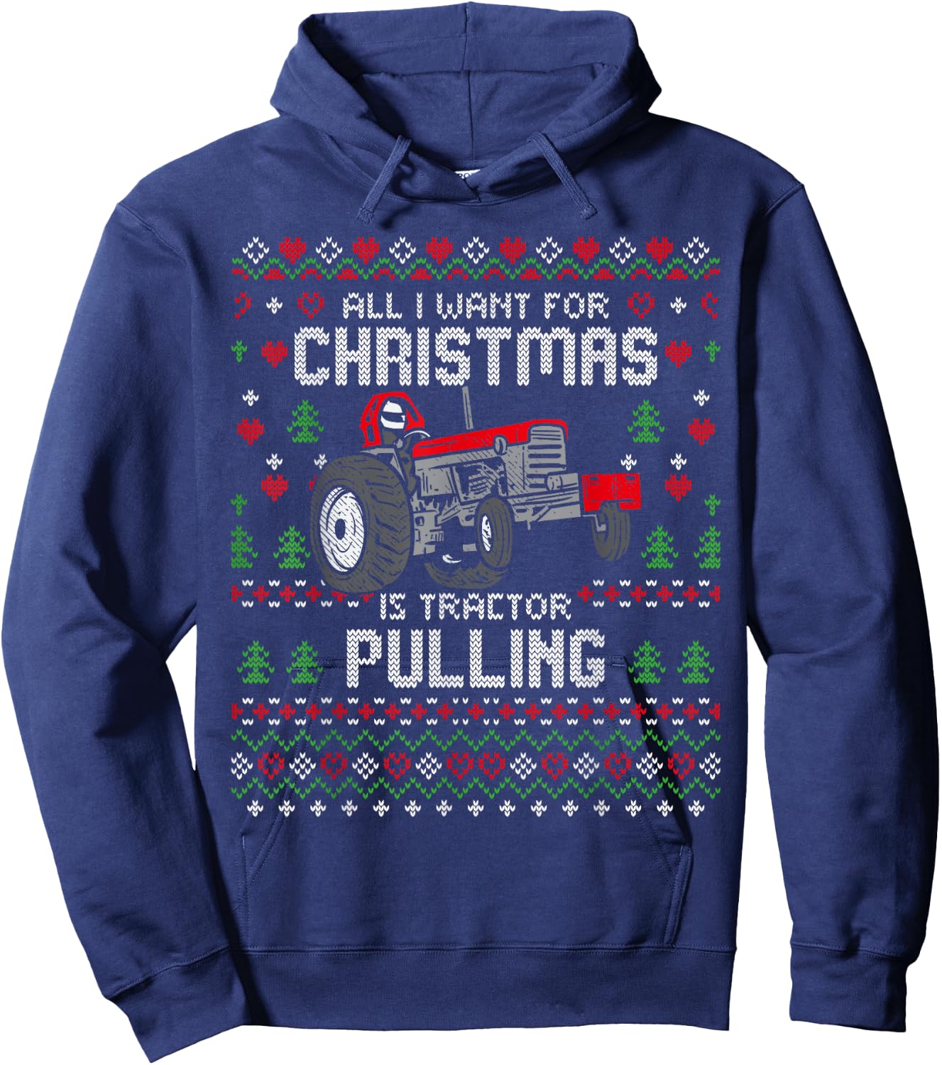 Tractor Pulling Tractorpulling Christmas Ugly Xmas Sweater Hoodie - Hoodie | Navy