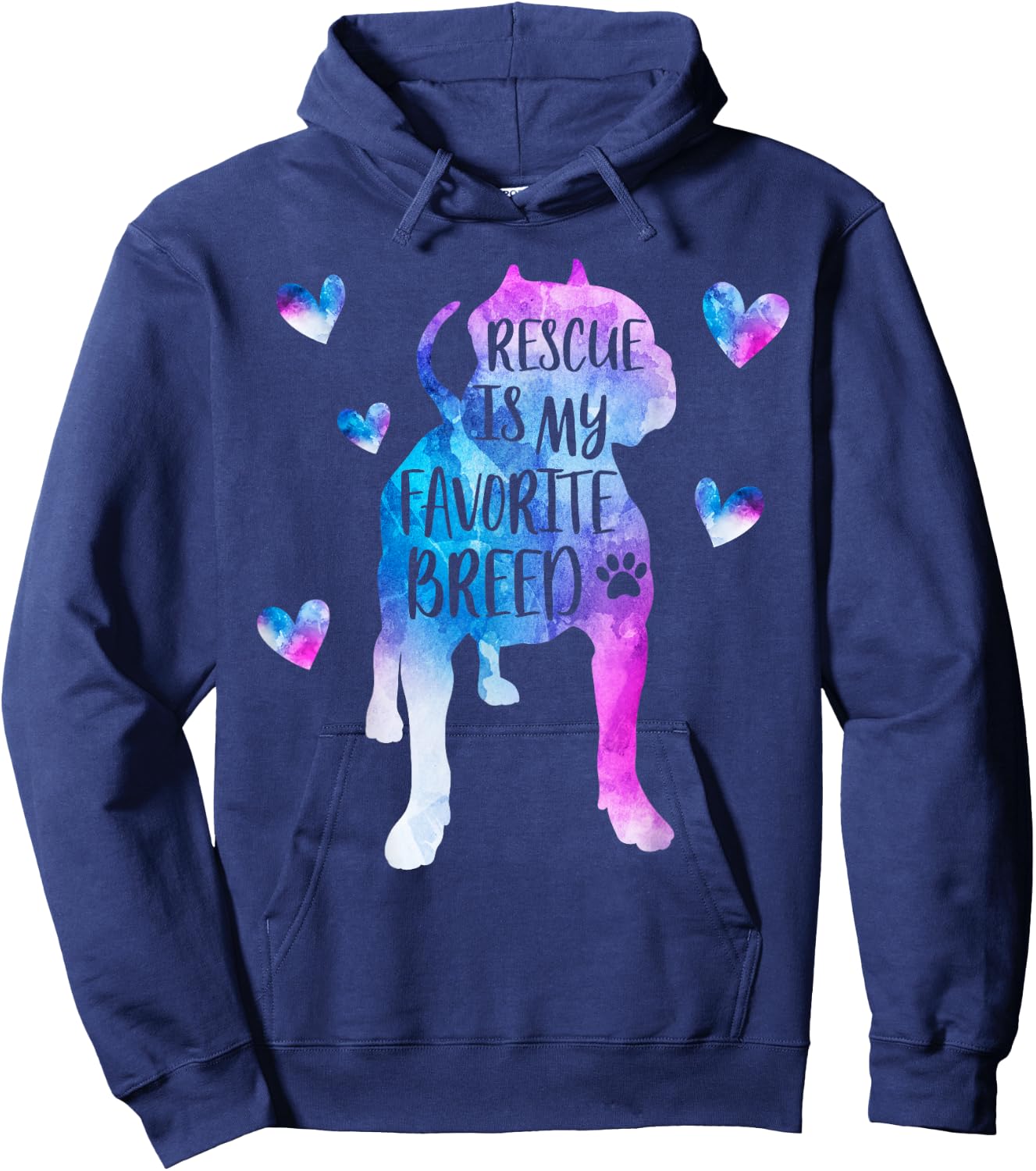 Pitbull Rescue is my Favorite Breed Watercolor Cute Mom Hoodie - Hoodie | Navy