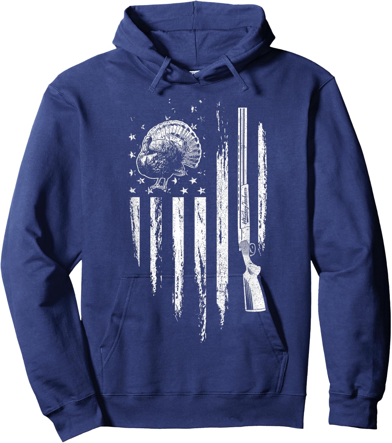 Turkey Hunting American Flag Thunder Chicken Gift Hunter Hoodie - Hoodie | Navy