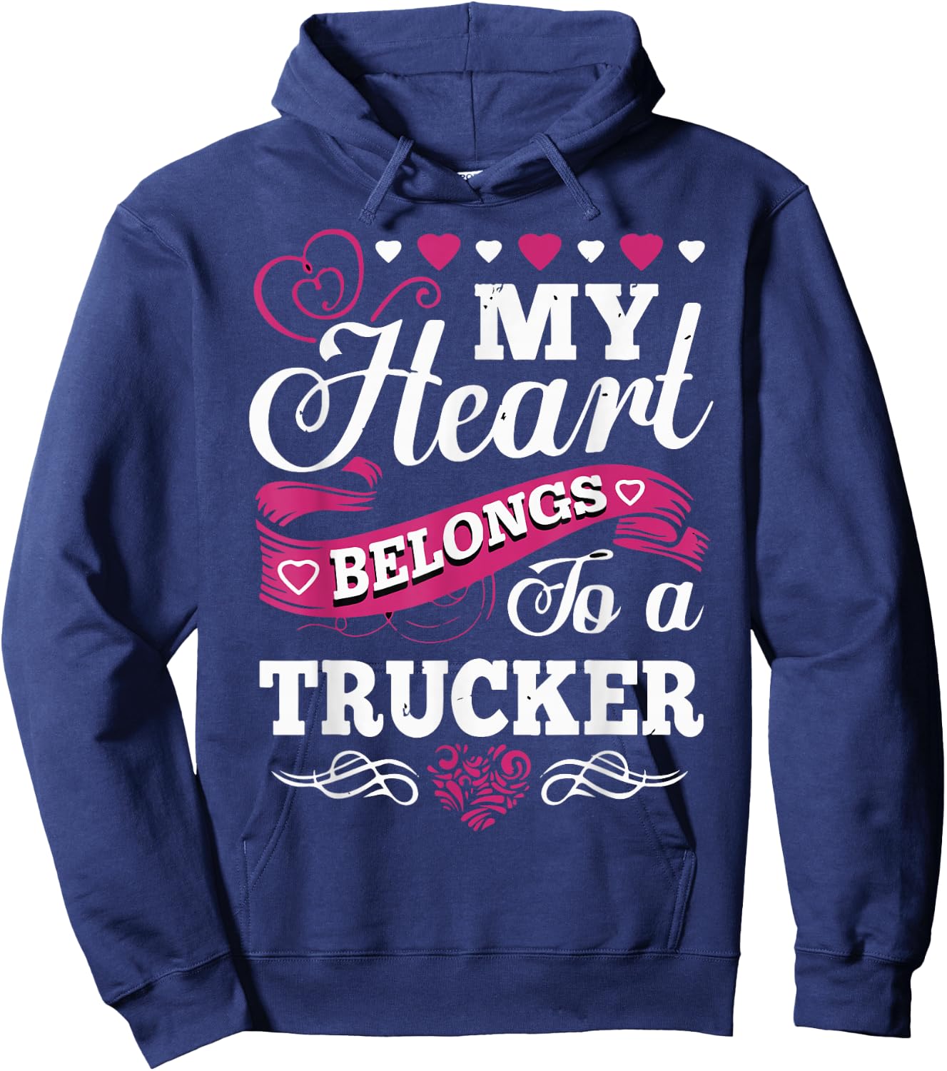 Truck Driver Wife Girlfriend, women My heart Truck Driver Hoodie - Hoodie | Navy