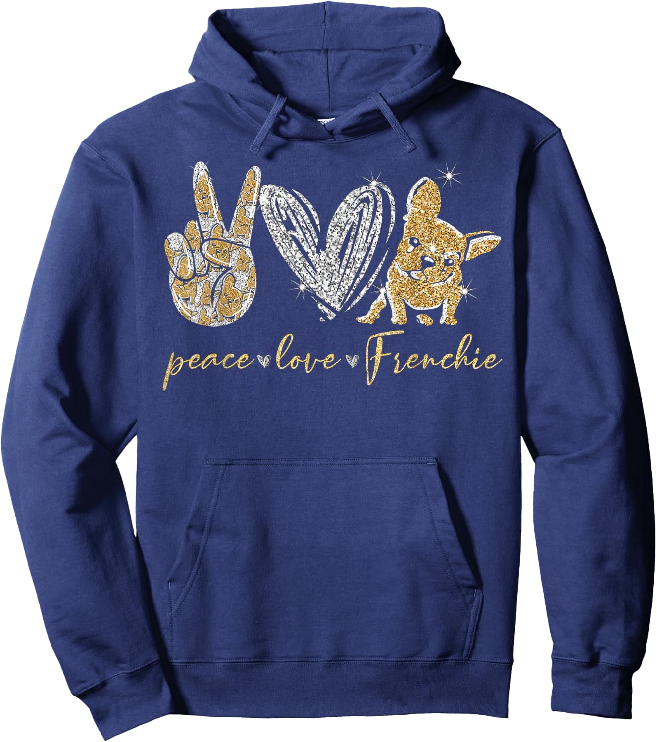Cute Peace Love Frenchie French Bulldog Dog Lovers Gifts Women Kids Hoodie - Hoodie | Navy