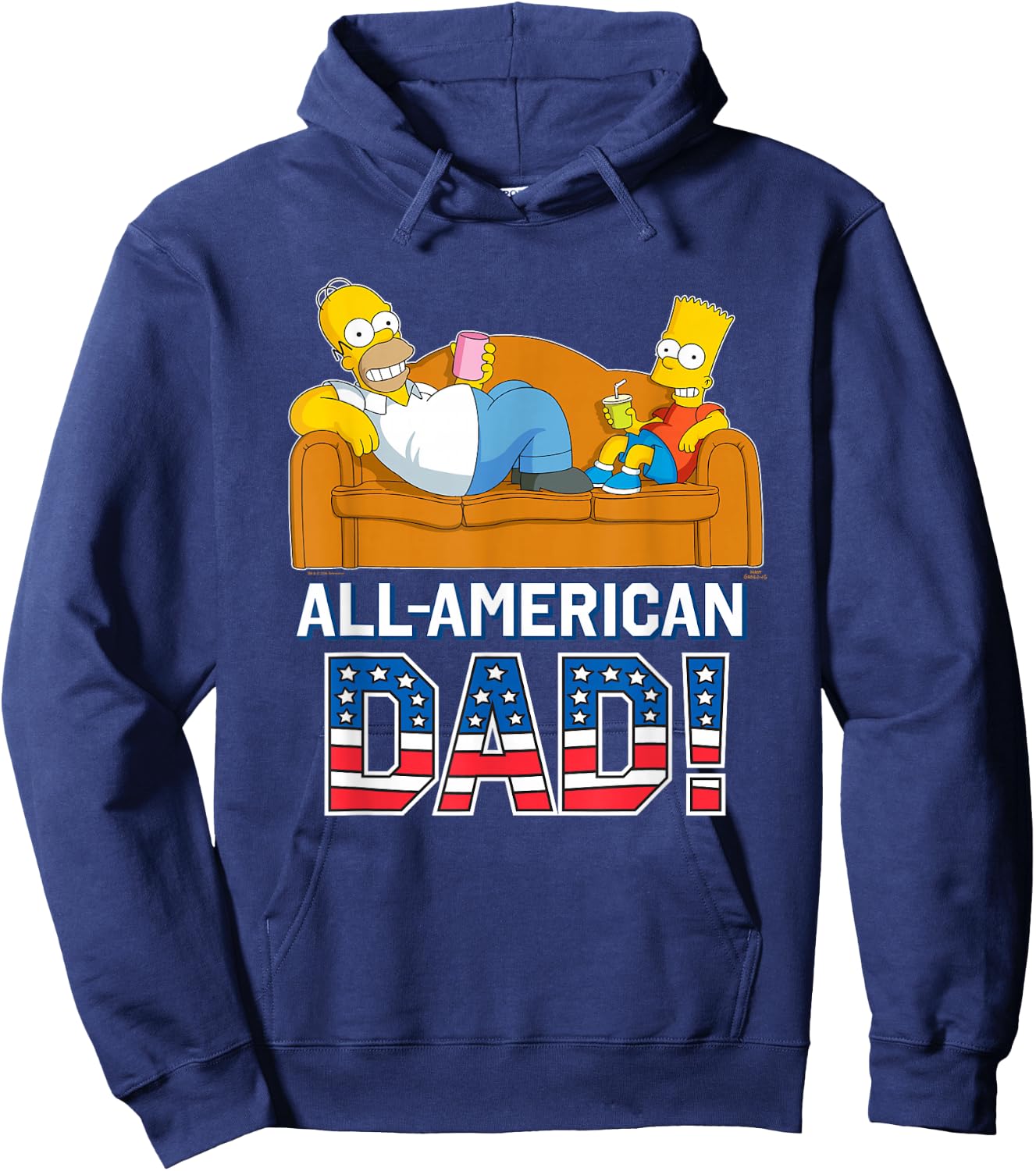 The Simpsons Homer & Bart All-American Dad Father's Day USA Hoodie - Hoodie | Navy