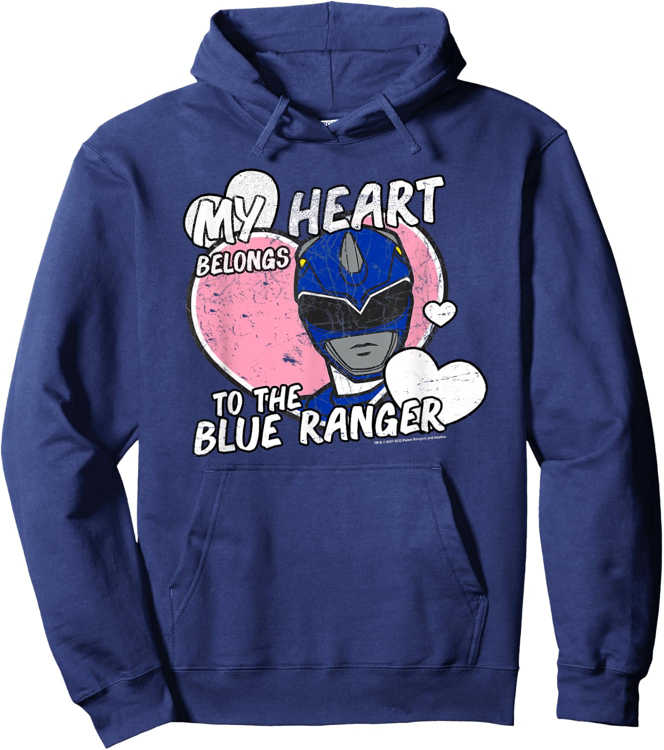 Power Rangers My Heart Belongs to The Blue Ranger Vintage Hoodie - Hoodie | Navy