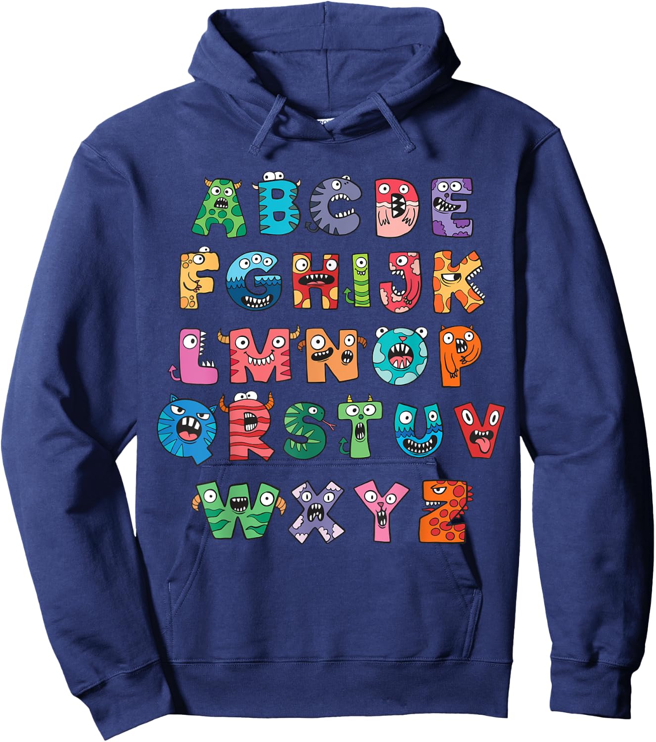 ABC Cute Monster Alphabet Halloween Teacher Costume Kids Hoodie - Hoodie | Navy