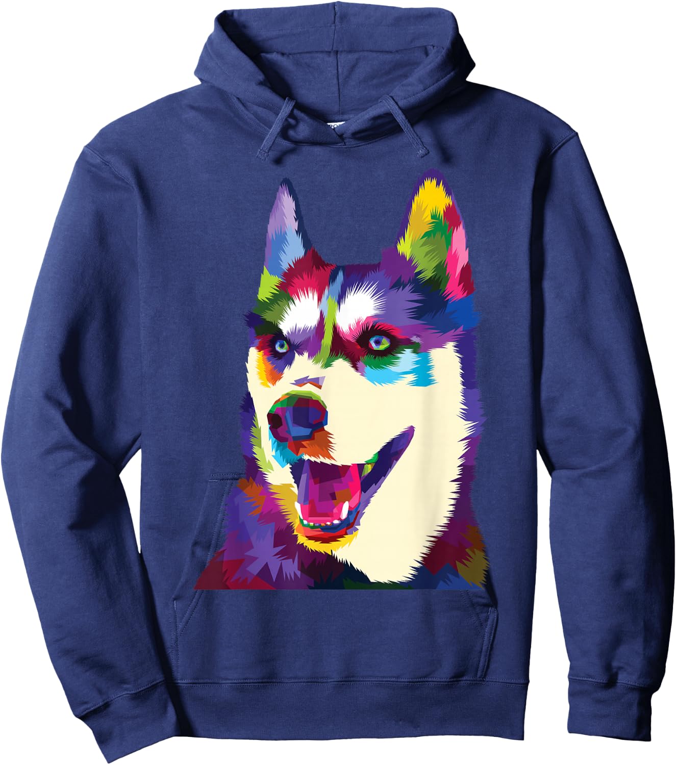 Colorful Dog Rainbow Siberian Husky Puppy Vibrant Dog Women Kids Hoodie - Hoodie | Navy