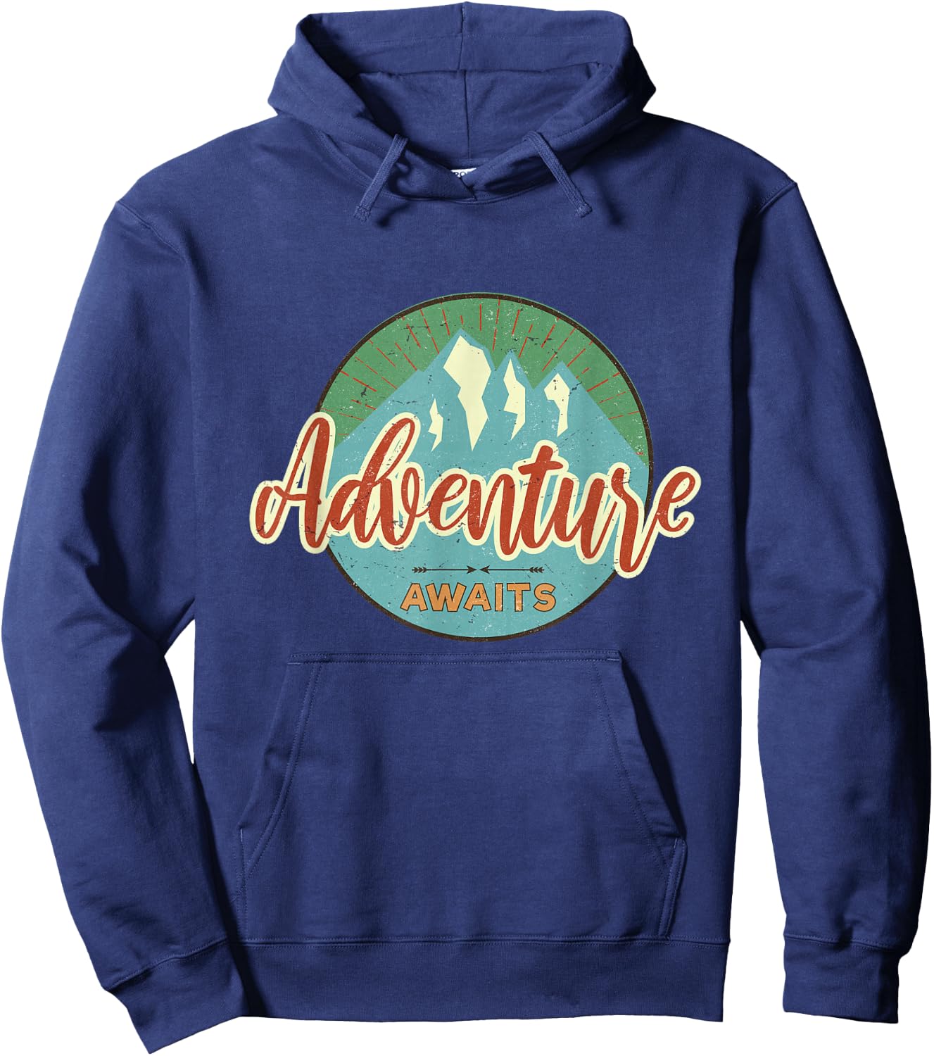 Adventure Awaits Vintage Great Adventure Hiking Camping Hoodie - Hoodie | Navy