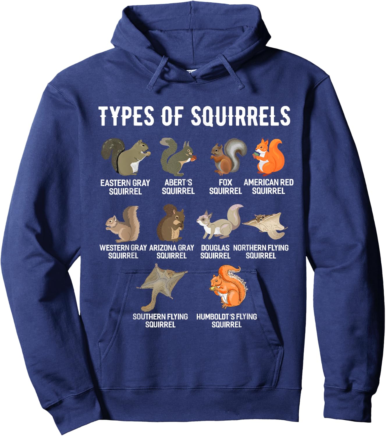 Types of Squirrels Shirt Funny Squirrel Shirt Cute Squirrel Hoodie - Hoodie | Navy