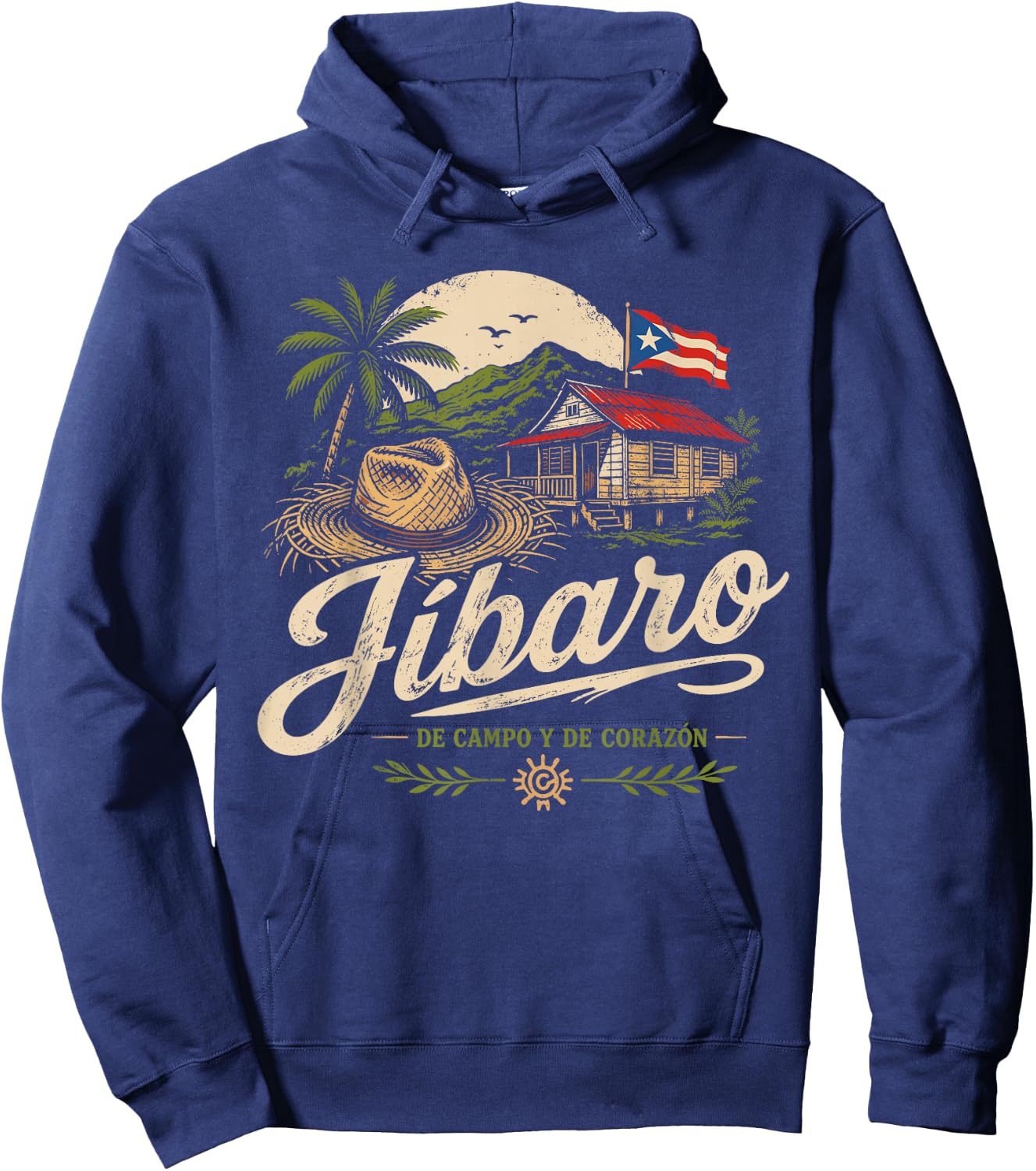 Jibaro Puerto Rico Pride Campo Heritage Boricua Roots Hoodie - Hoodie | Navy