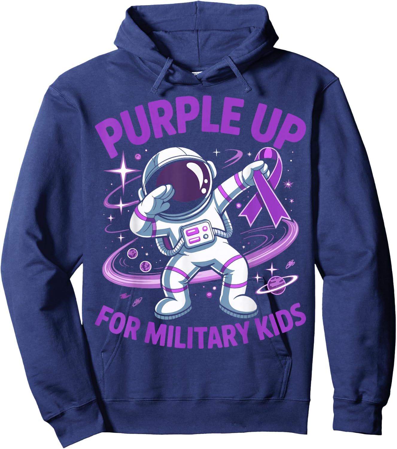 Purple Up for Military Kids Military Child Month Astronaut Hoodie - Hoodie | Navy