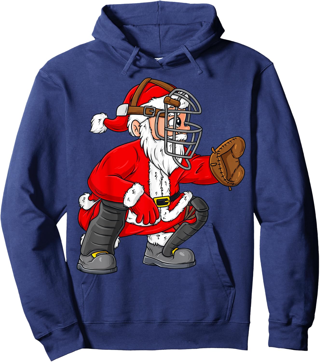 Christmas Santa Claus Baseball Catcher Boys Girls Kids Xmas Hoodie - Hoodie | Navy