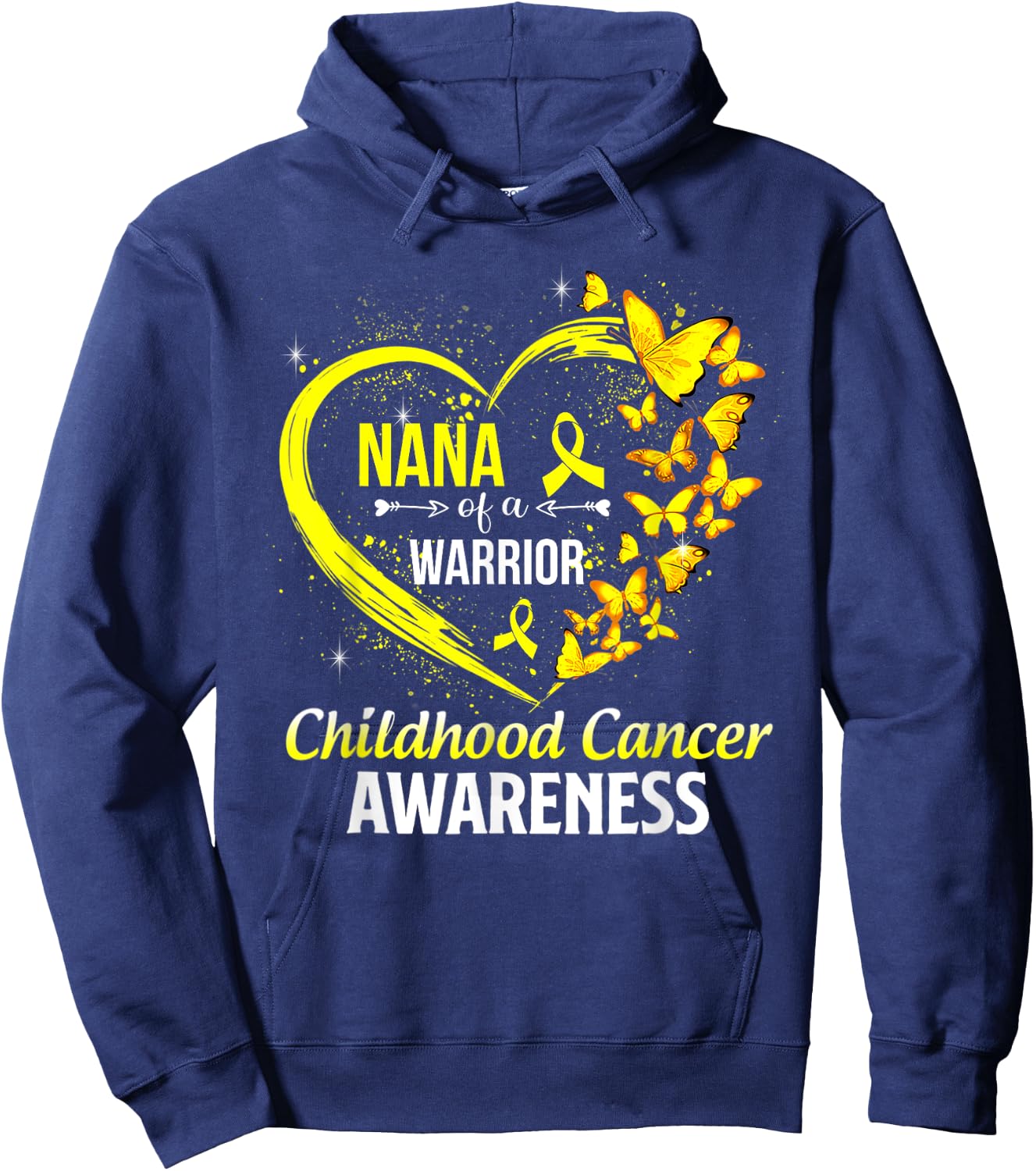 Butterfly Nana Of A Warrior Childhood Cancer Awareness Hoodie - Hoodie | Navy