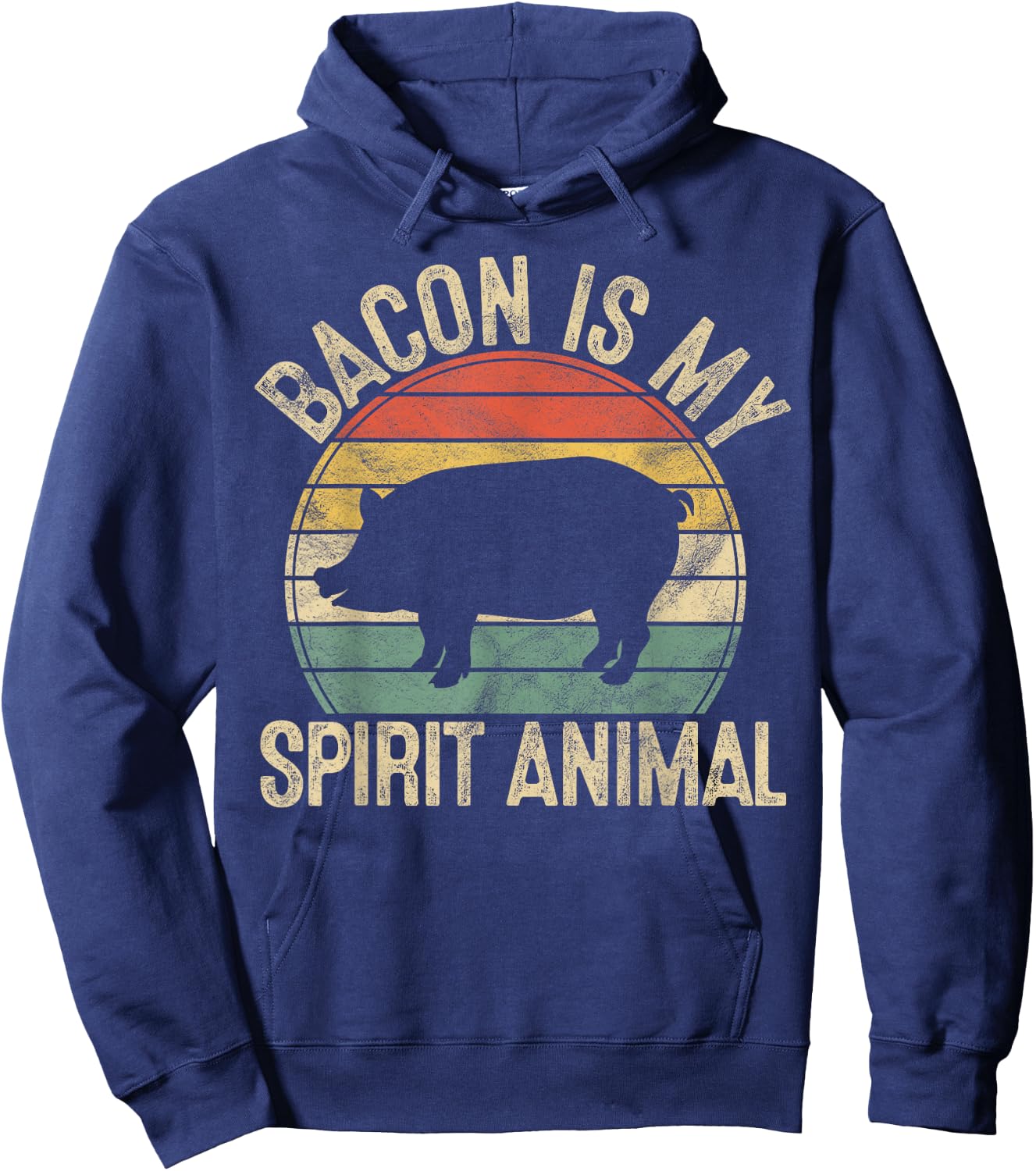 Bacon Is My Spirit Animal Gift Retro BBQ Costume Pork Grill Hoodie - Hoodie | Navy