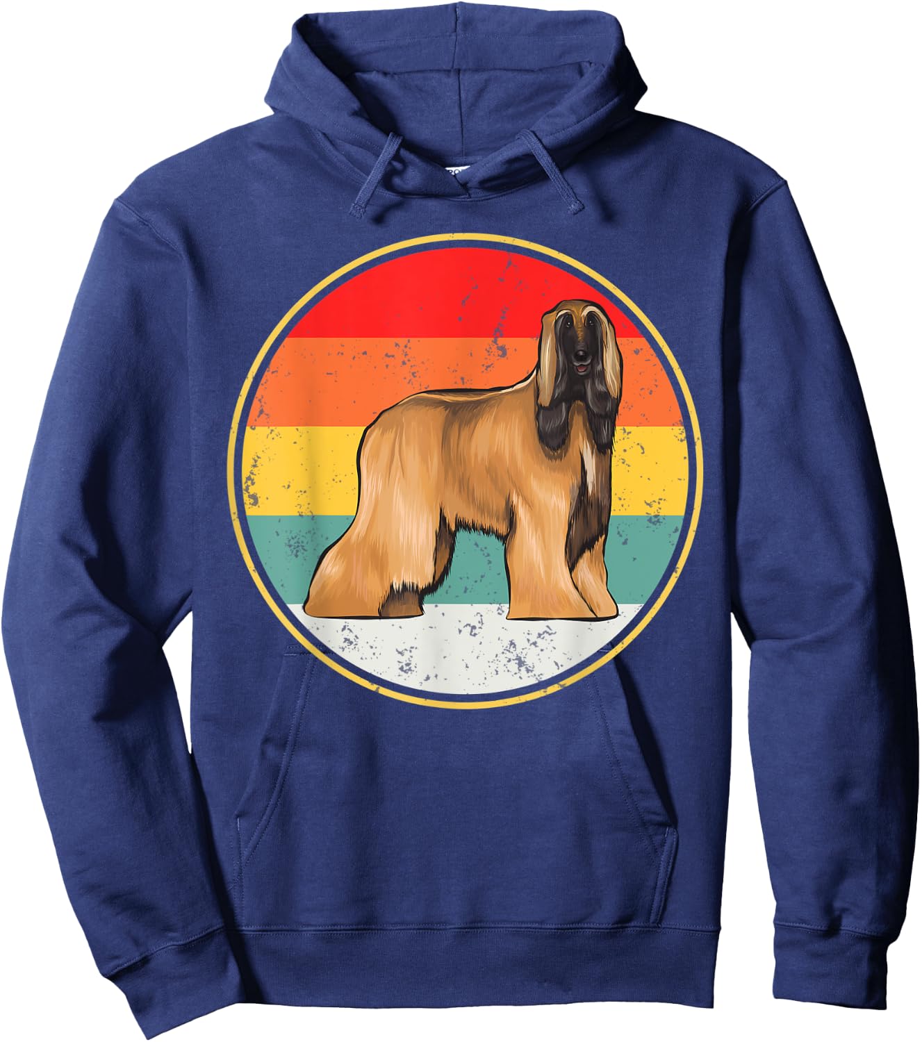 Vintage Retro Sunset Afghan Hound Dog Men Women Kids Hoodie - Hoodie | Navy