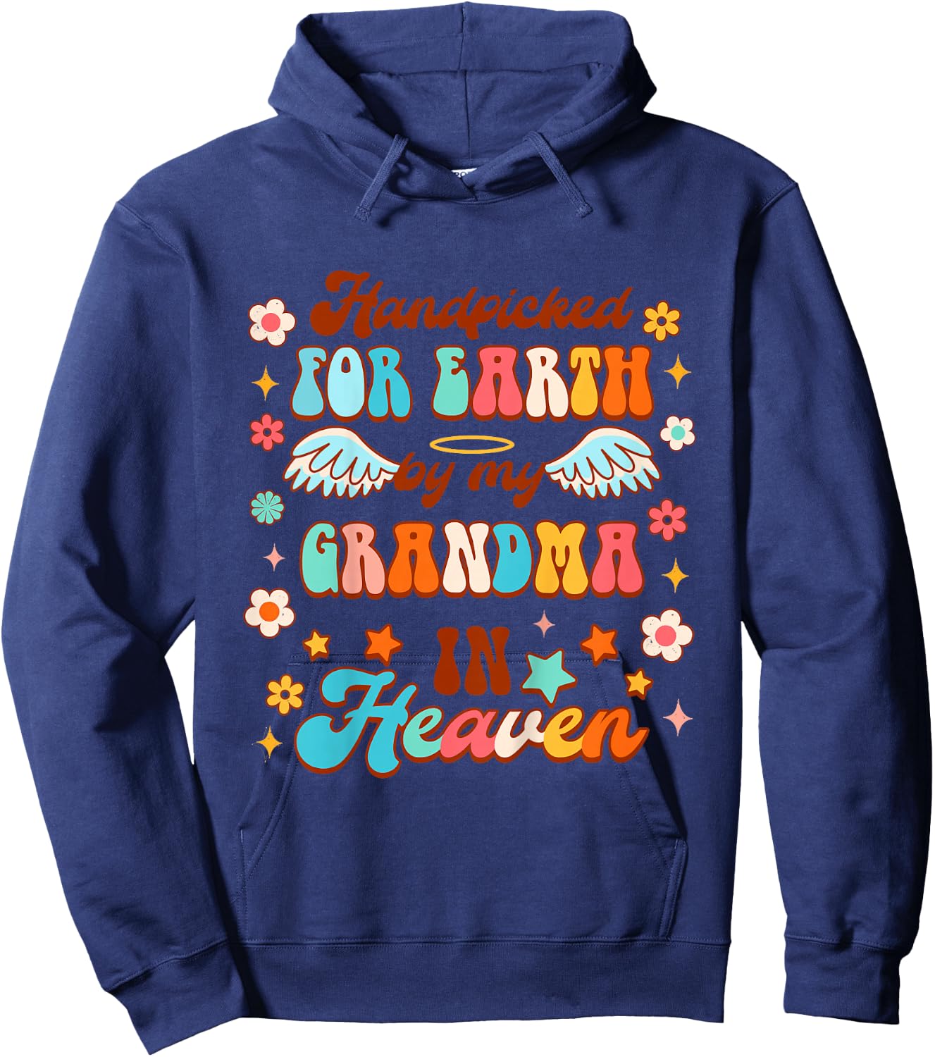 Kids Memorial Baby Handpicked For Earth By My Grandma In Heaven Hoodie - Hoodie | Navy