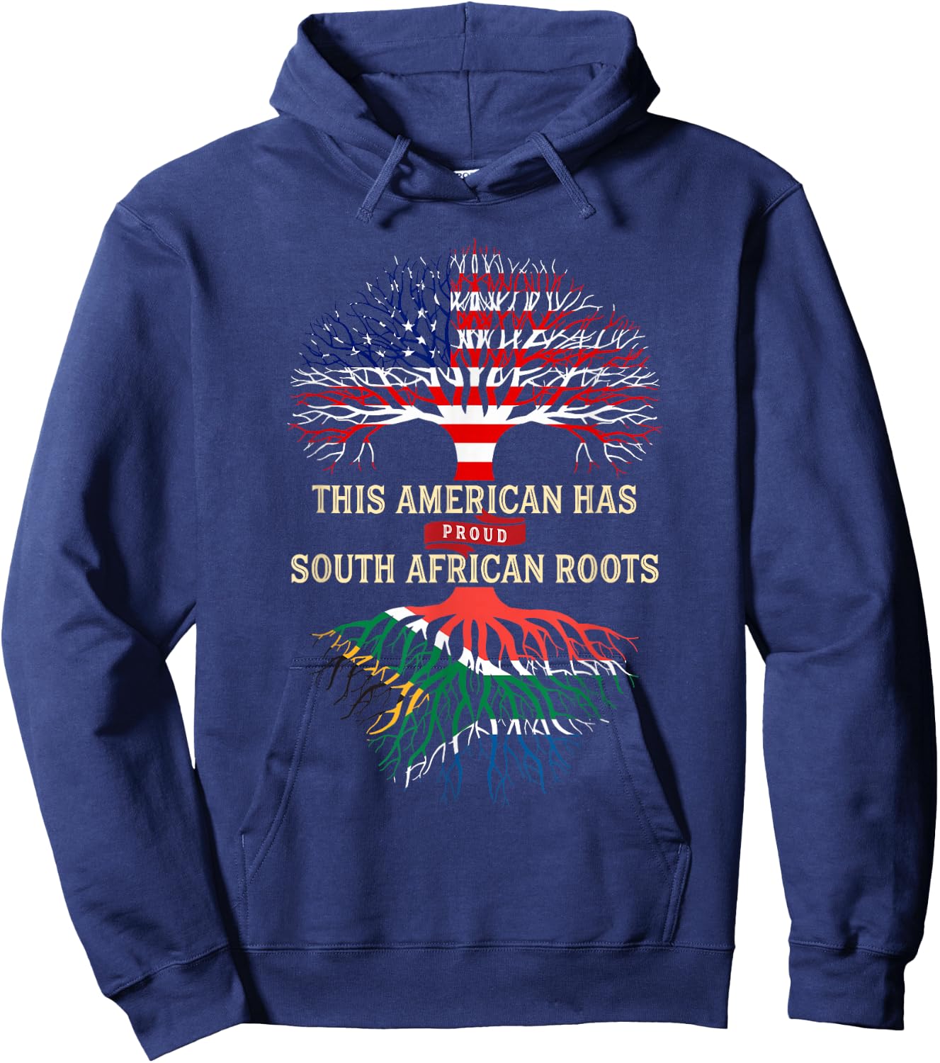 Proud South African American Tree Branch And Root Design Hoodie - Hoodie | Navy