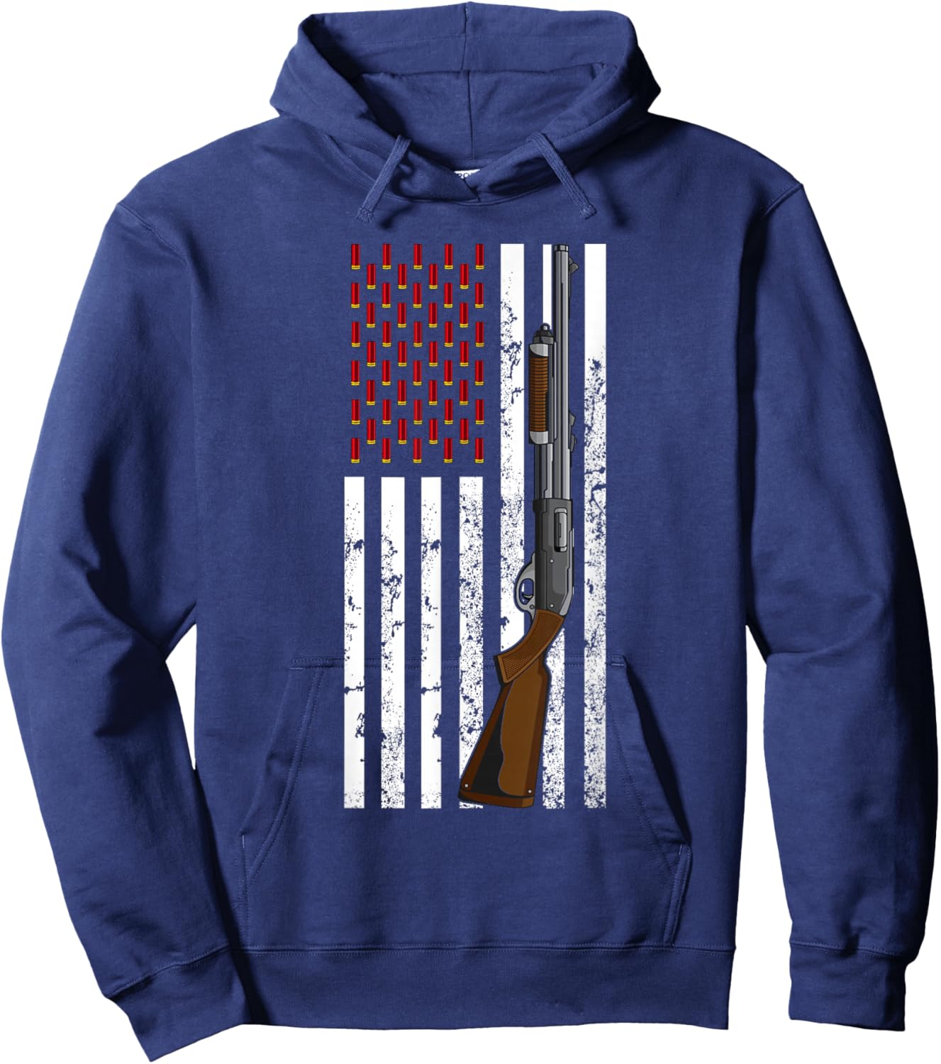 Clay Pigeon Shooting USA Flag - Shotgun & Cartridge Flag Women Men Hoodie - Hoodie | Navy