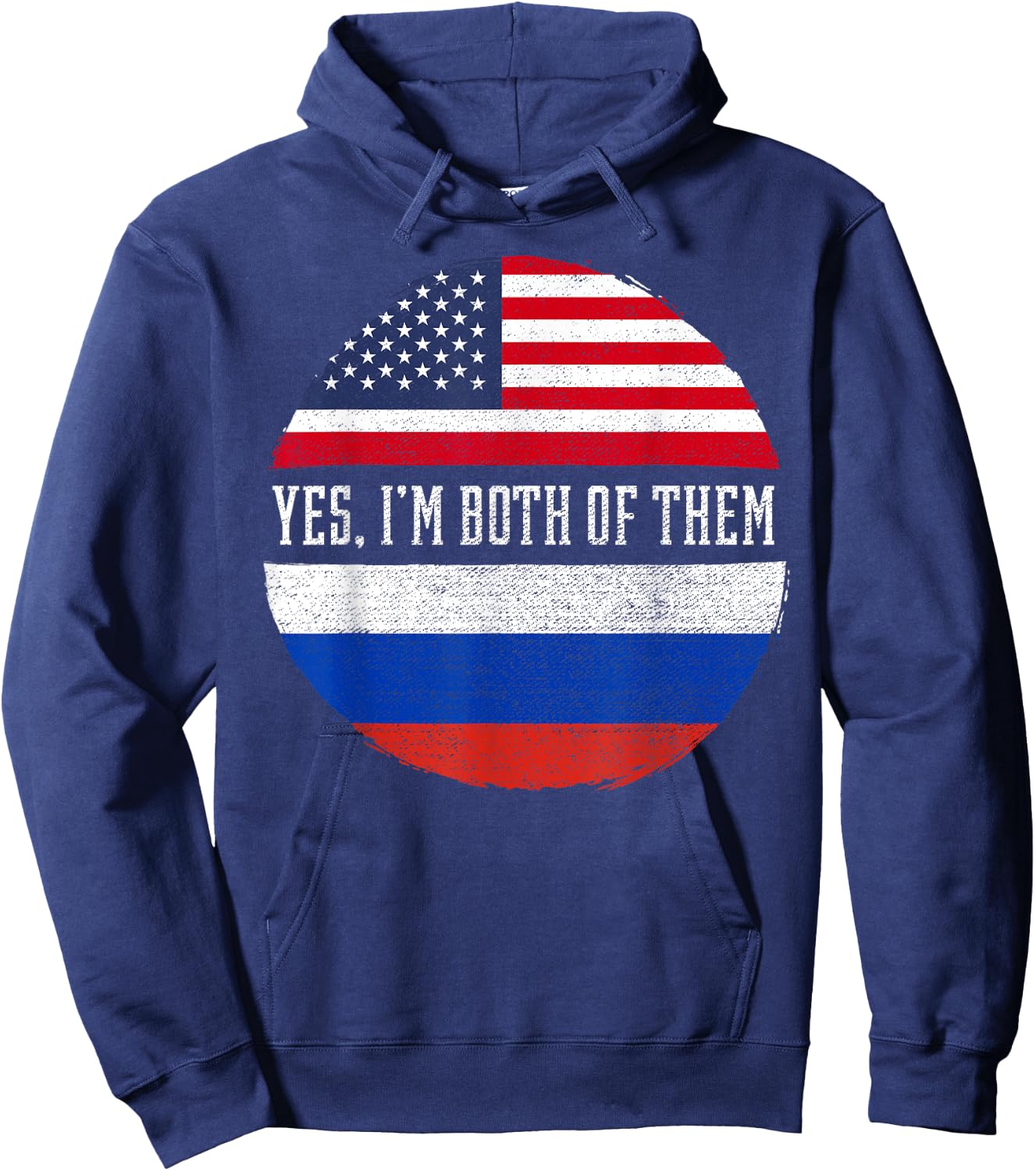 Half American Half Russian USA Flag Russia Heritage DNA Hoodie - Hoodie | Navy