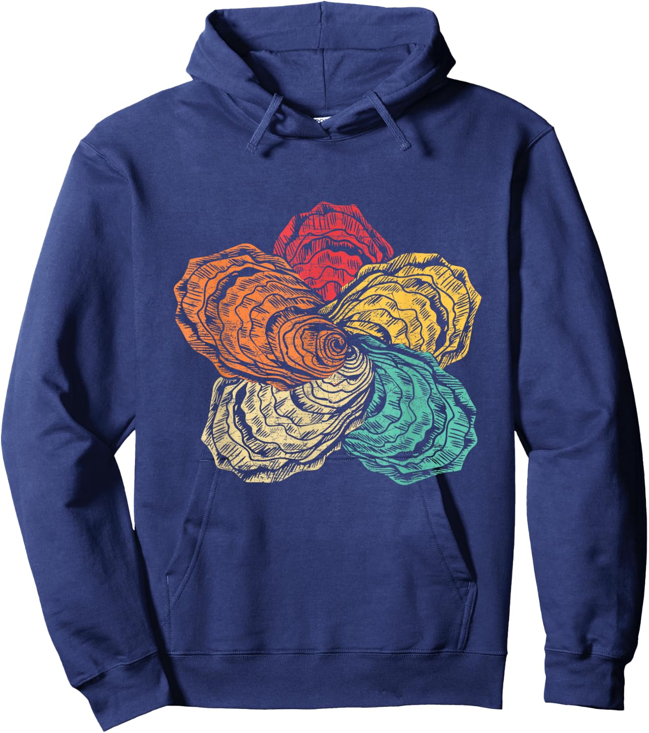 Vintage Animal Oyster Lover Retro 70s 80s Hoodie - Hoodie | Navy