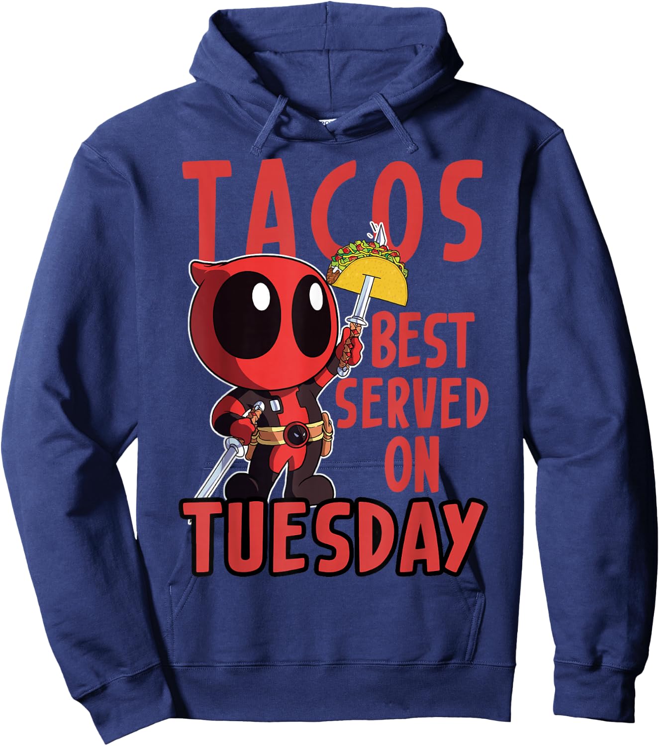 Marvel Deadpool Tacos Best Served On Tuesday Hoodie - Hoodie | Navy