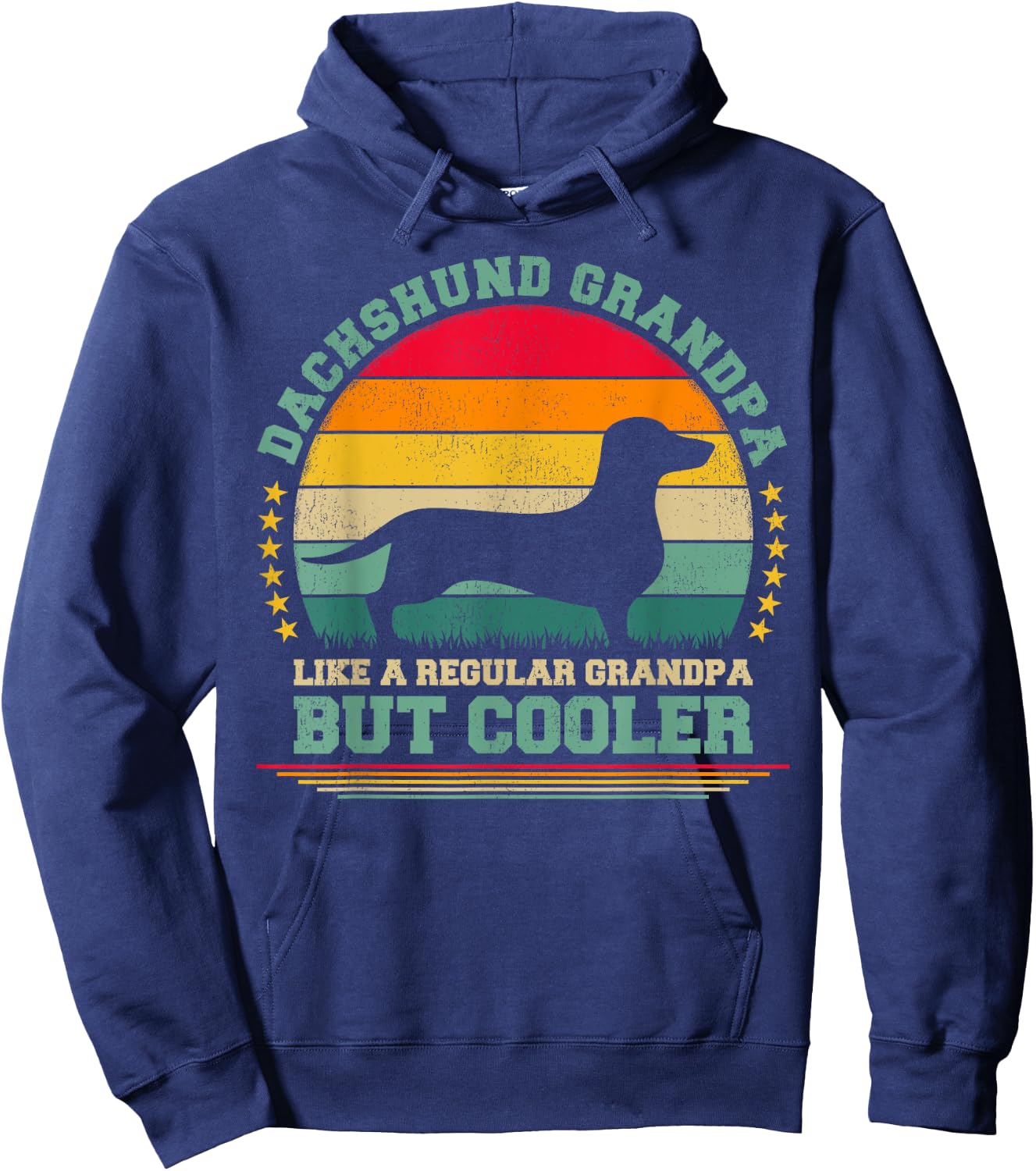 Dachshund Dog Lover Vintage Dachshund Grandpa Father's Day Hoodie - Hoodie | Navy
