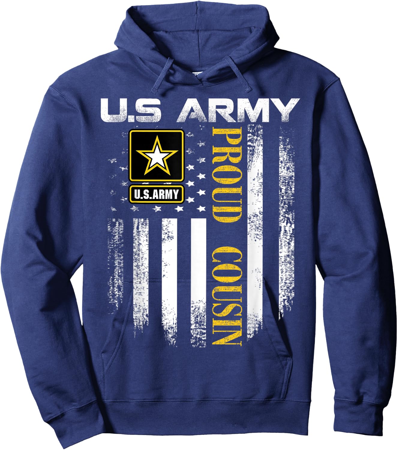 Vintage U.S. Army Proud Cousin with American Flag Gift Hoodie - Hoodie | Navy