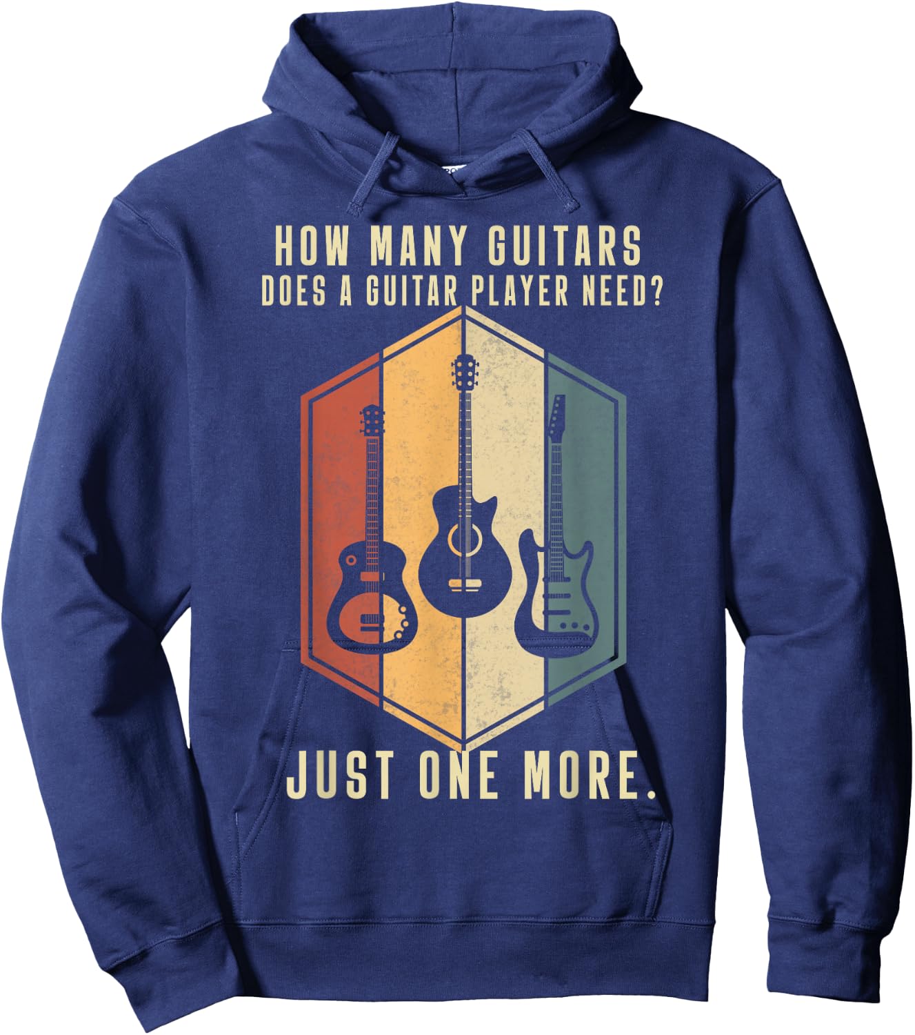 How Many Guitars Gifts Guitar Players Music Vintage Hoodie - Hoodie | Navy