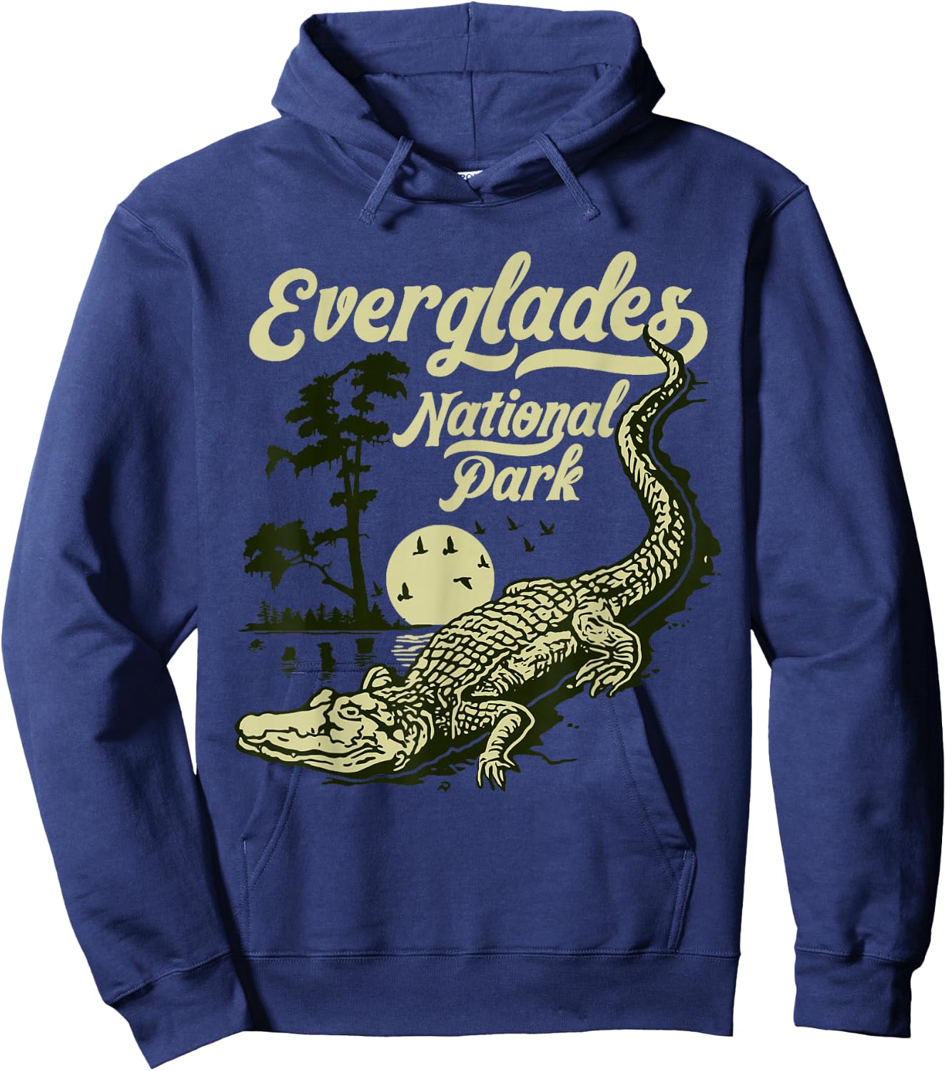 Giant Step Design Co. Everglades National Park Vintage Crocodile Alligator Florida Hoodie - Hoodie | Navy