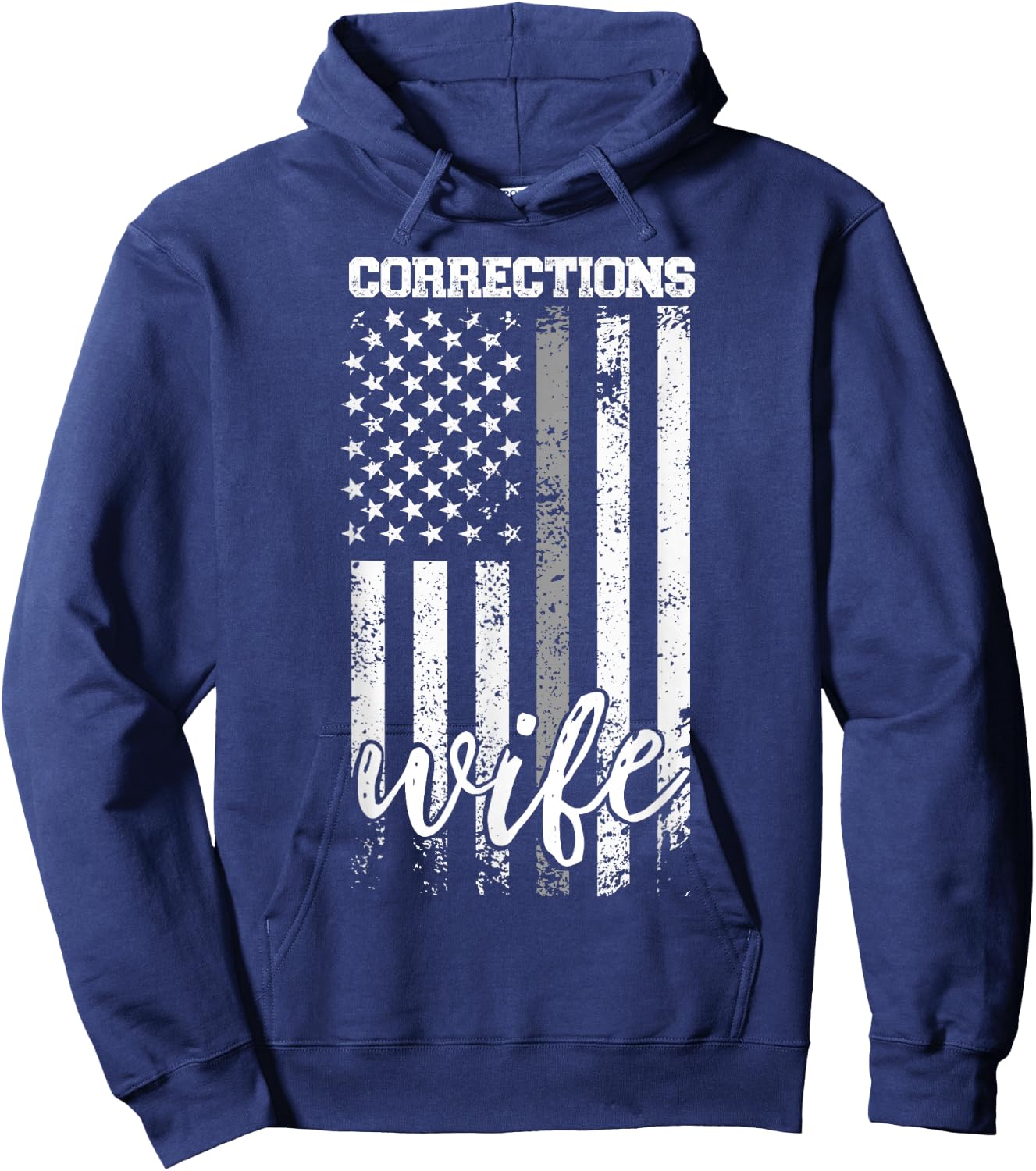 Corrections Wife US Flag Wife Of A Corrections Officer Wife Hoodie - Hoodie | Navy