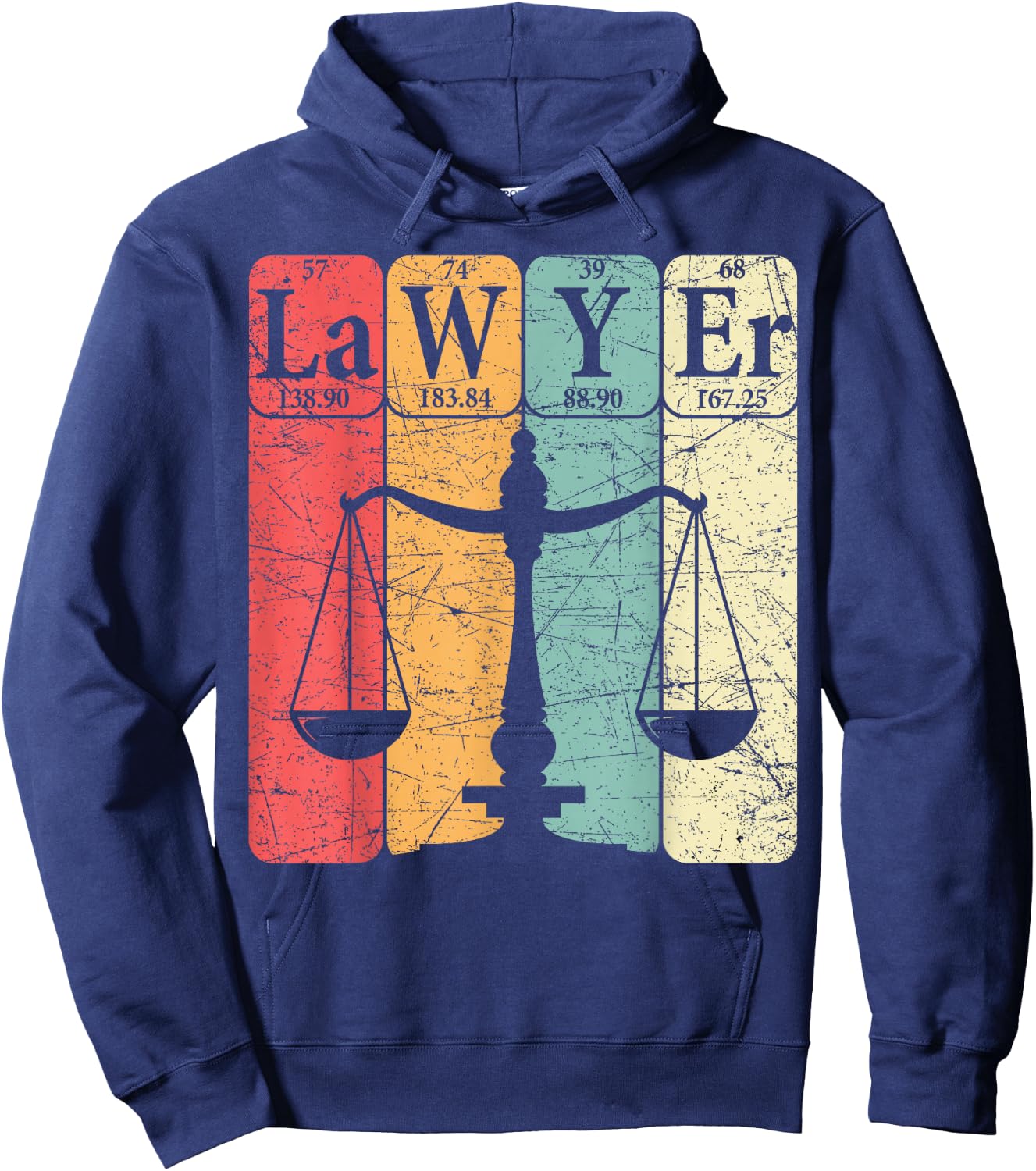 Lawyer Periodic Table Elements Nerd Lawyer Vintage Hoodie - Hoodie | Navy
