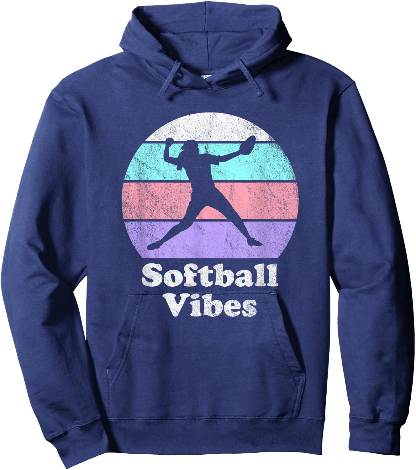 Softball Vibes Retro Vintage Girls or Women's Pitcher Hoodie - Hoodie | Navy