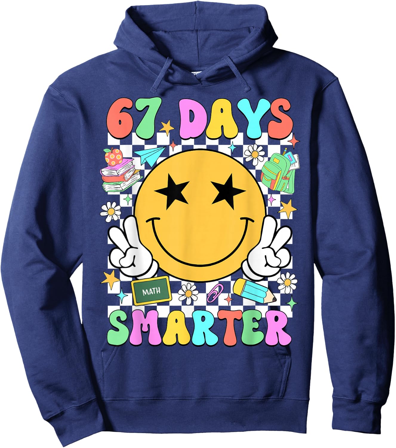 67 Days of School Smile Face 67 Days Smarter Teacher Kids Hoodie - Hoodie | Navy