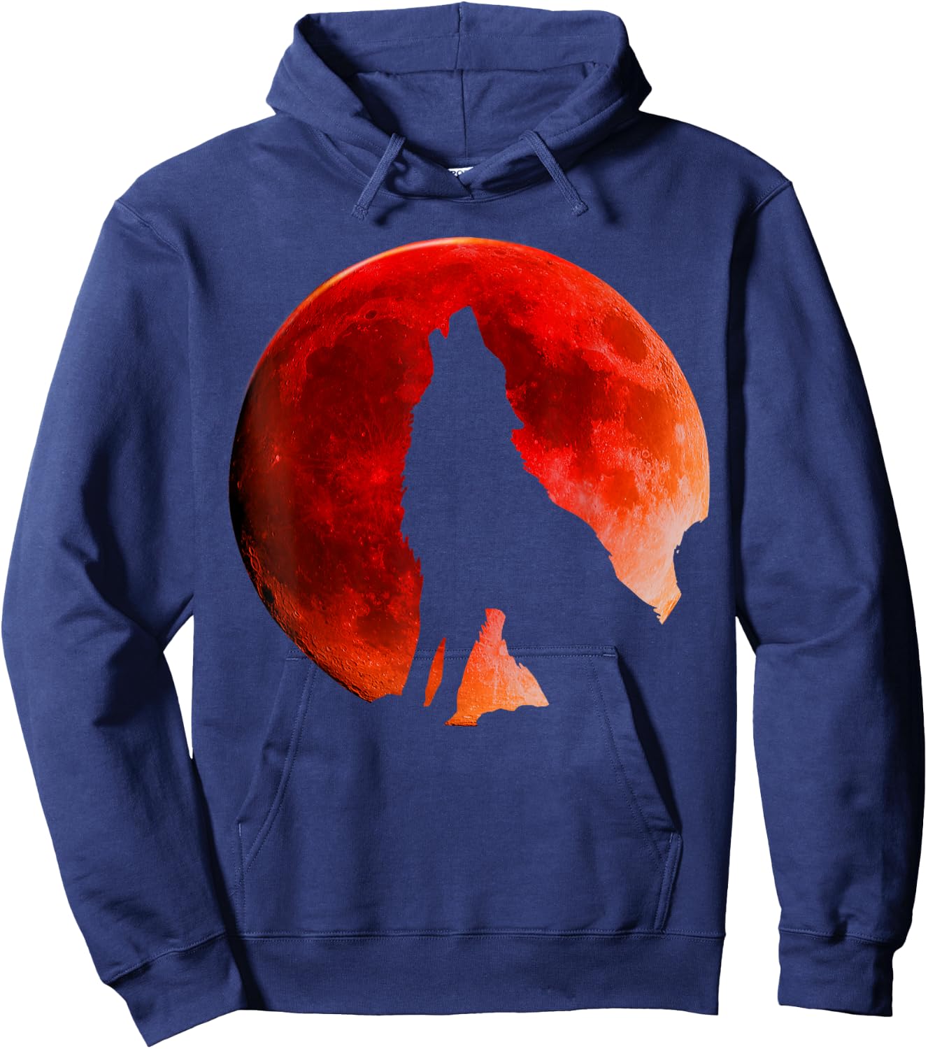 Wolf Super Red Blood Moon Lunar Eclipse 2019 T Shirt Costume Hoodie - Hoodie | Navy