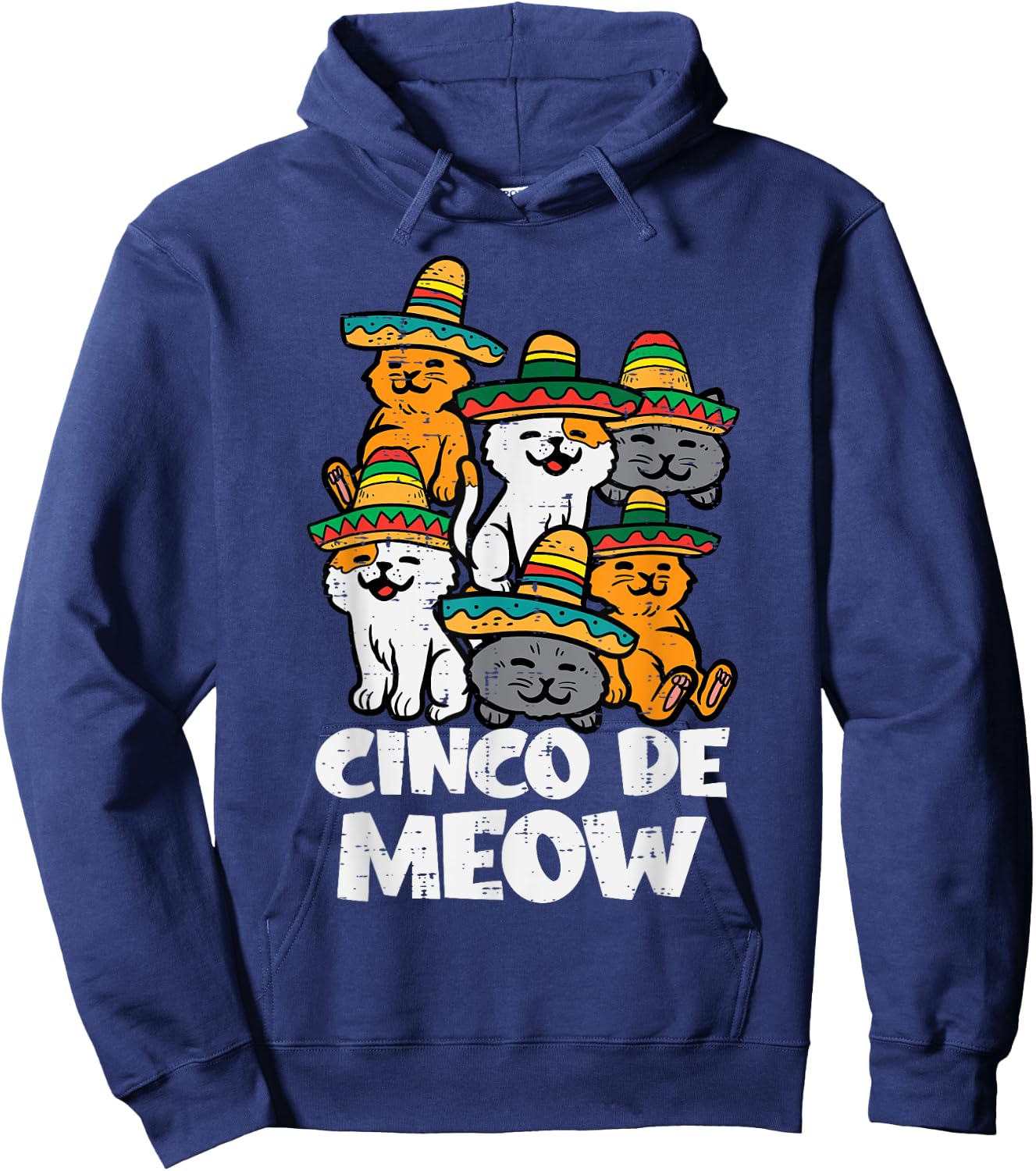 Cinco De Meow Cats Kitten Cute Cinco De Mayo Women Girls Hoodie - Hoodie | Navy